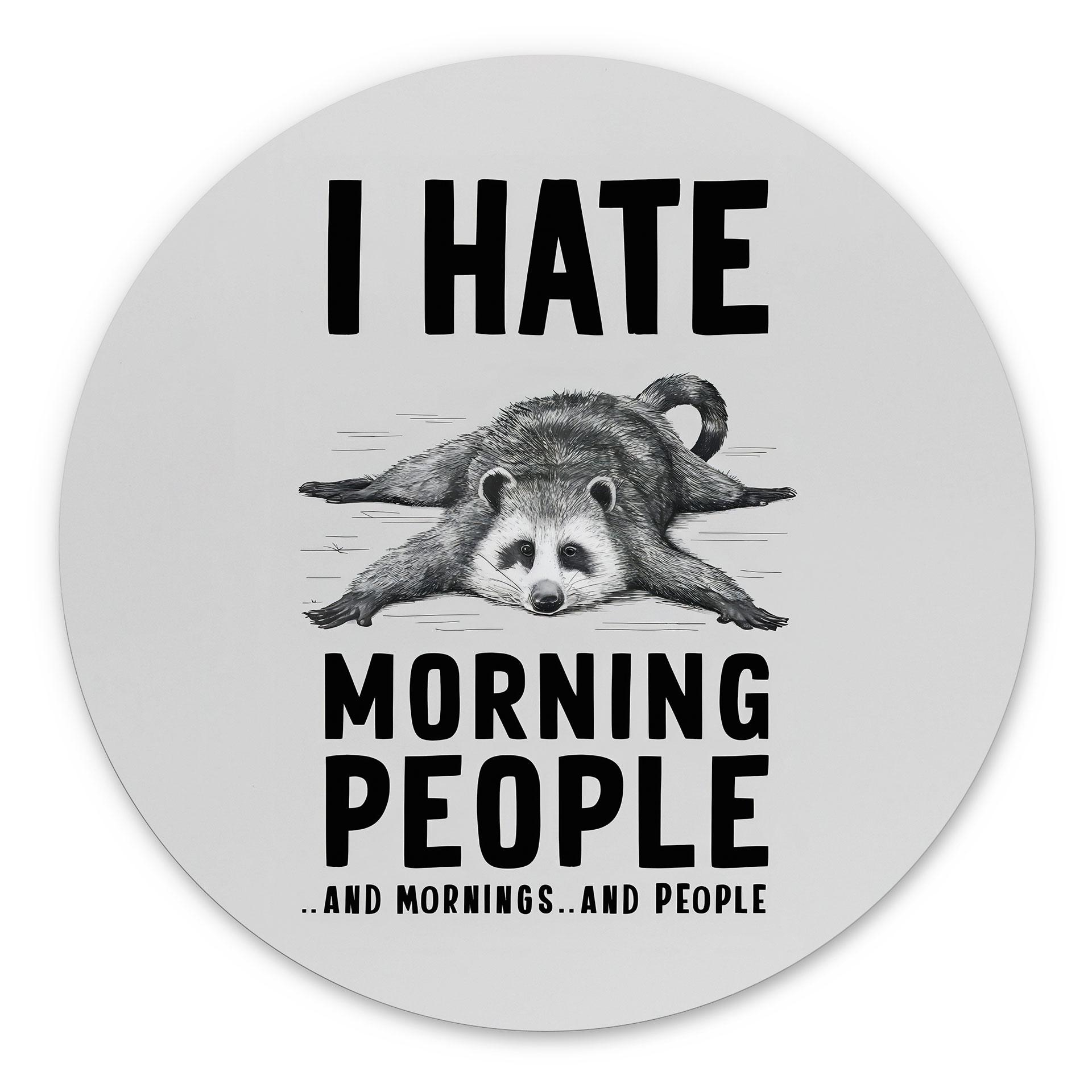 Dibond vægdekoration I hate morning people - Magnusson – print på aluminium (Alu-Dibond)