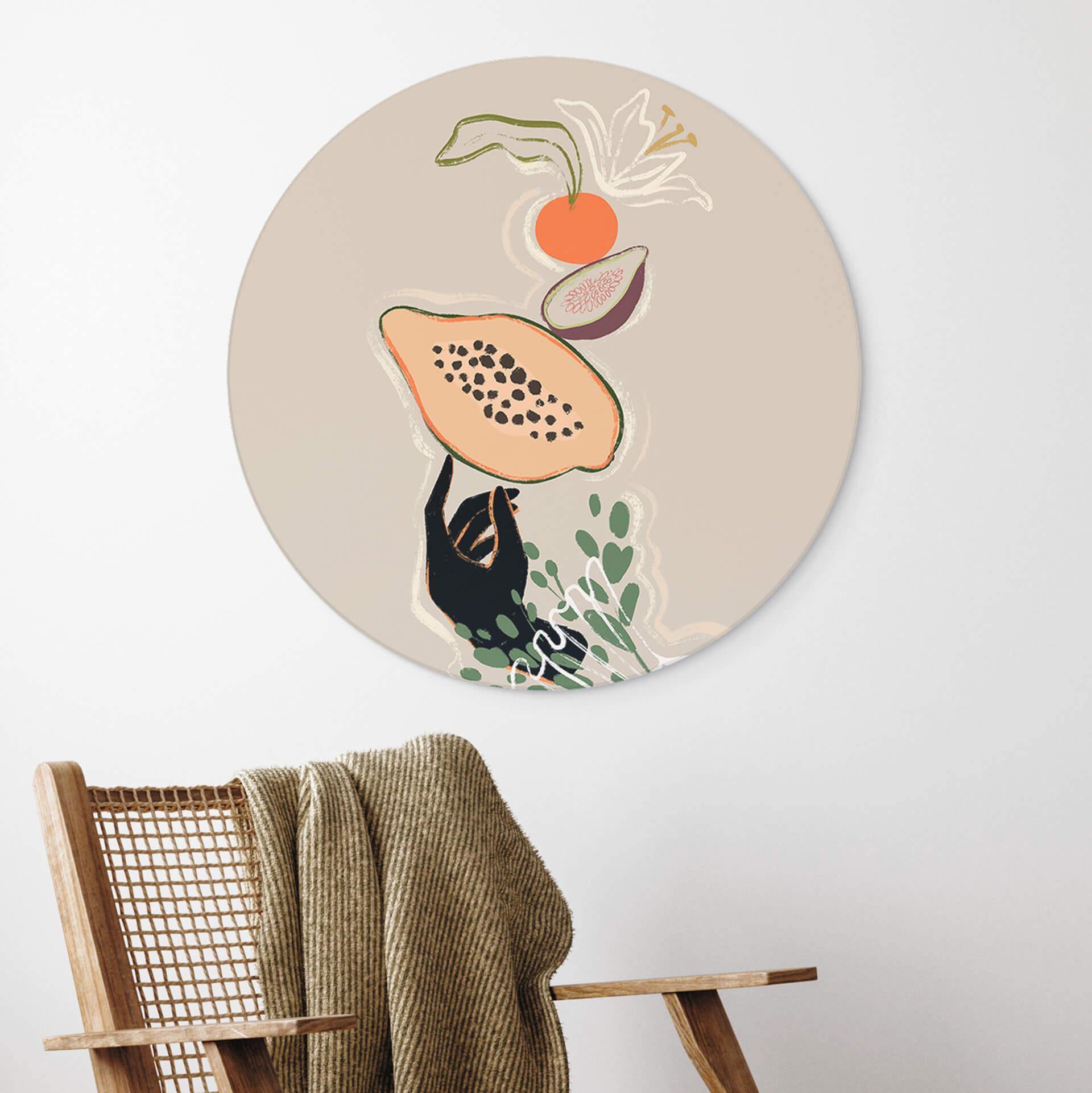 Vægcirkel Arty Guava - Papaya Balance – print på aluminium (Alu-Dibond)