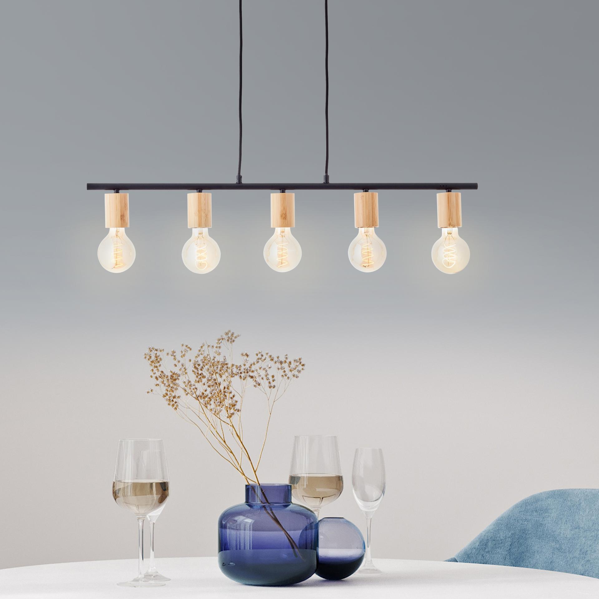 Pendelleuchte Karl, braun, 113 x 80 cm, Holz Pendel-lampe, dimmbar
