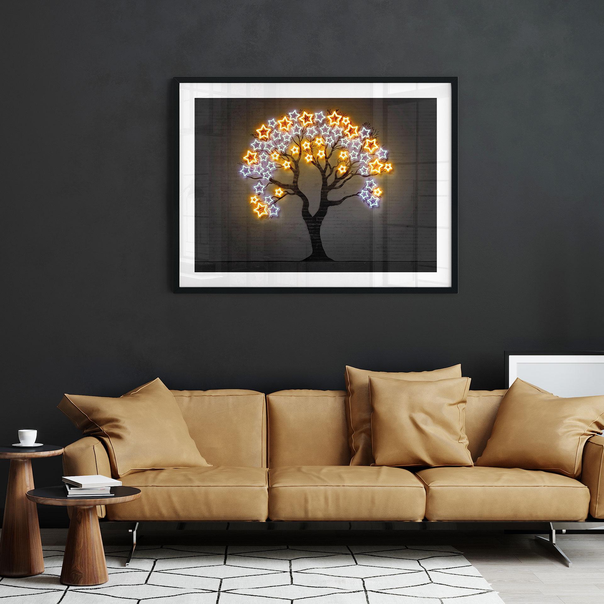 Póster árbol con estrellas | Neon Street Art - Mielu