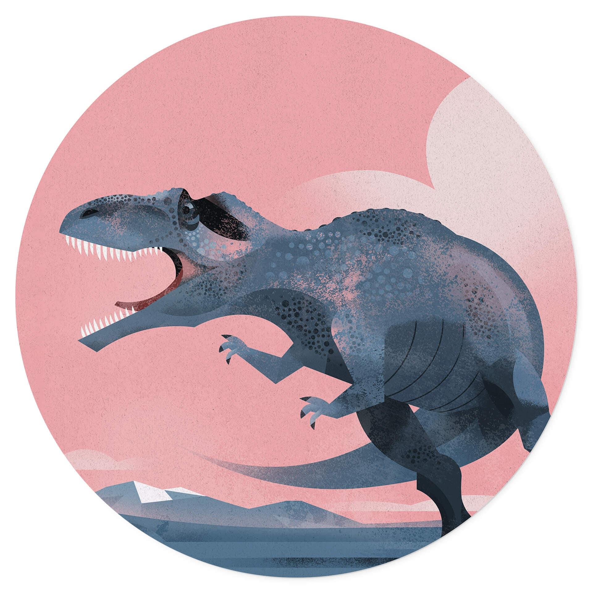 Wandtattoo Dinosaurier - Giganotosaurus Rund - Braun