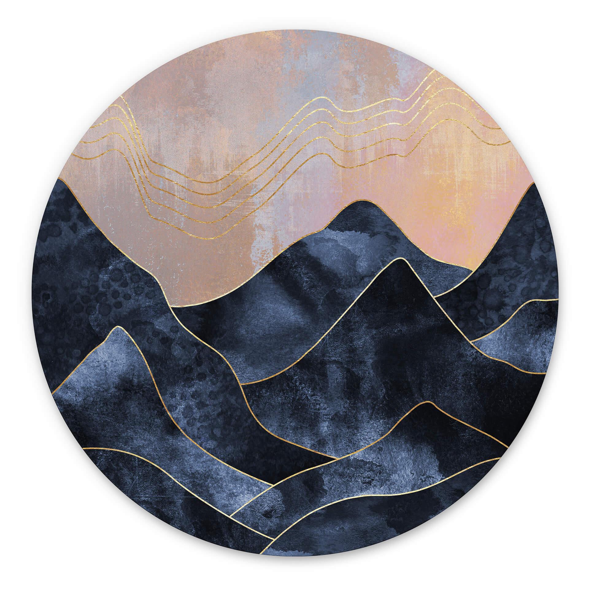 Tableau sur alu-Dibond rond Fredriksson - Chaîne de montagnes marbrée
