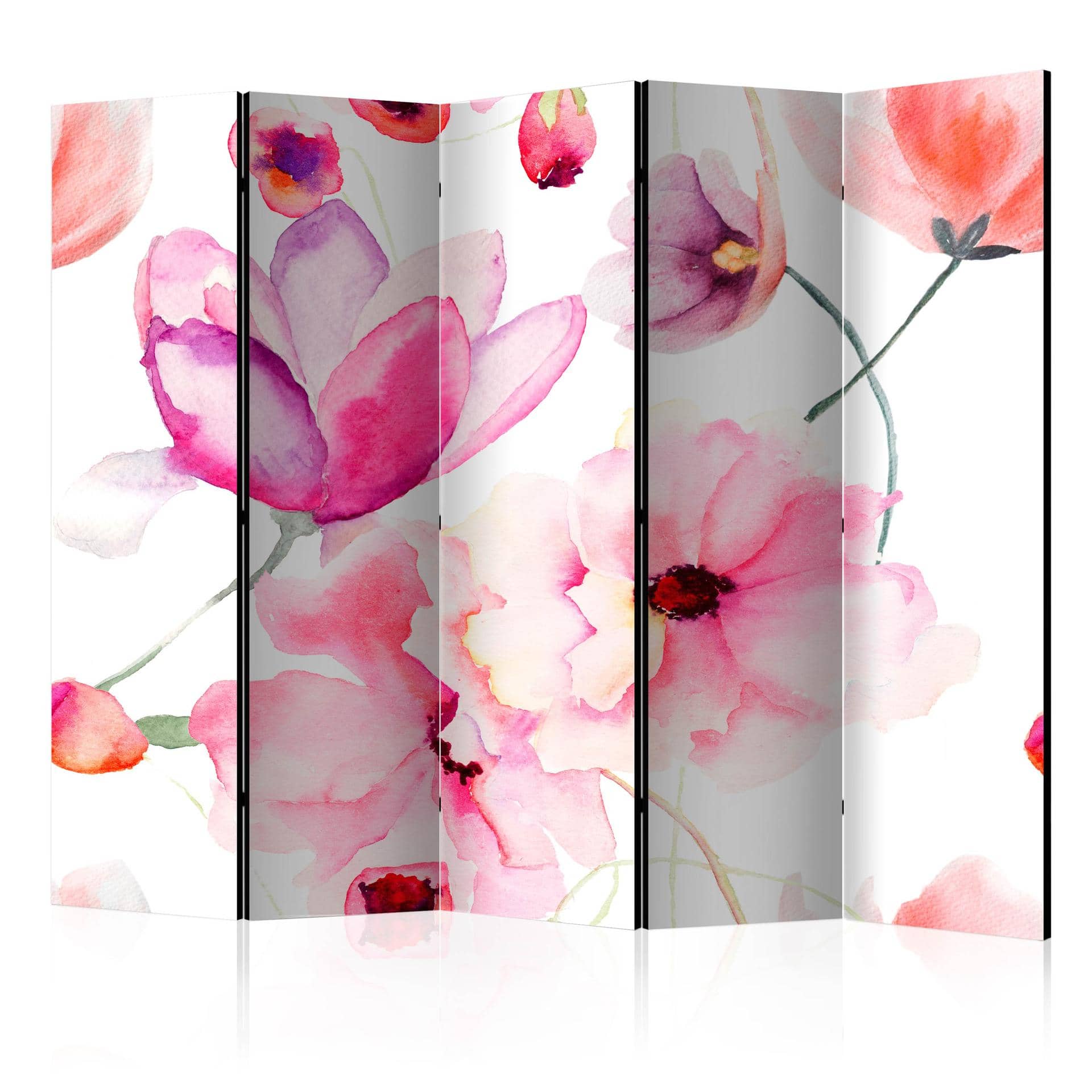 Divisorio per sala - Sinfonia di fiori in rosa, 3 pezzi