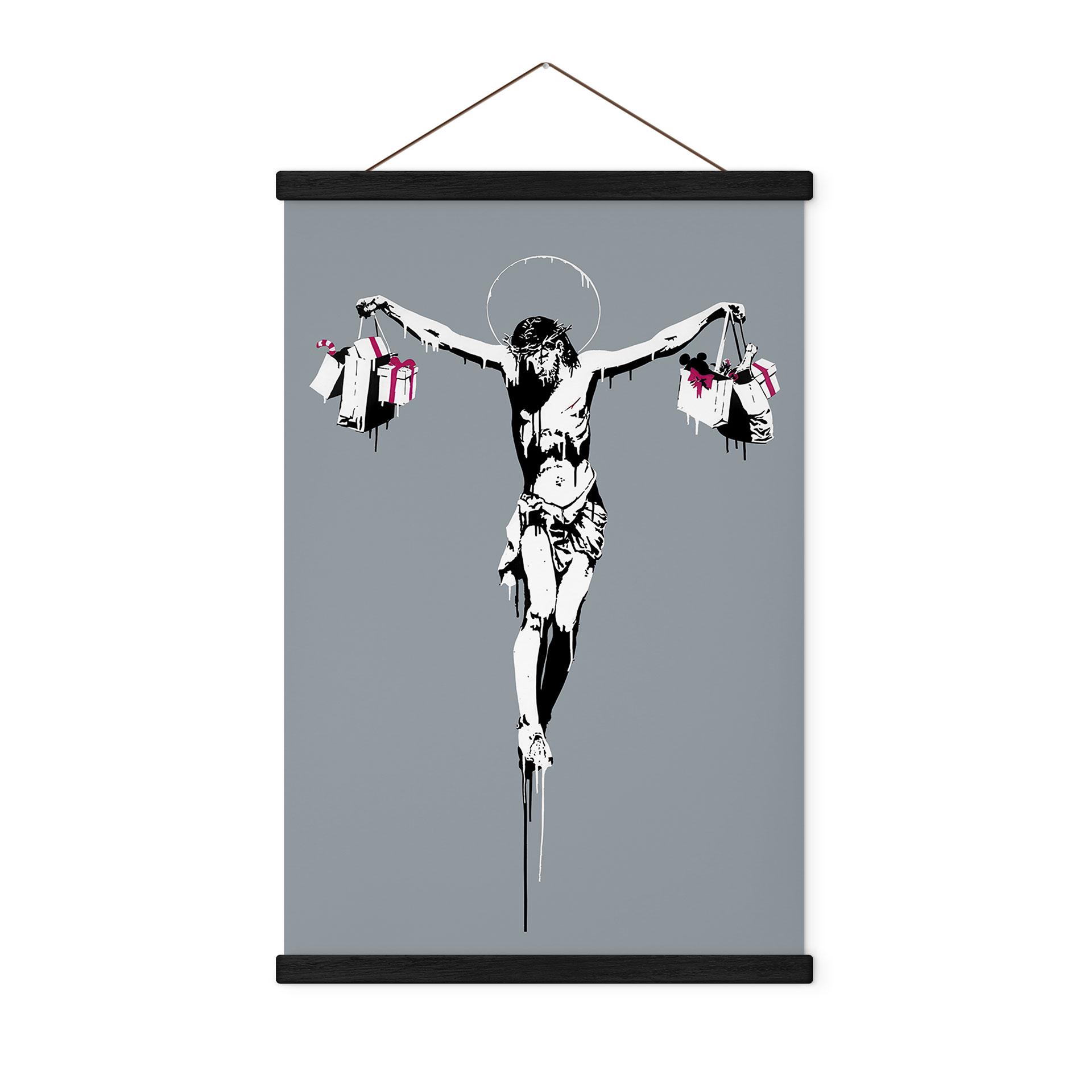 Banksy Tekstil plakat - Jesus Kristus med indkøbsposer