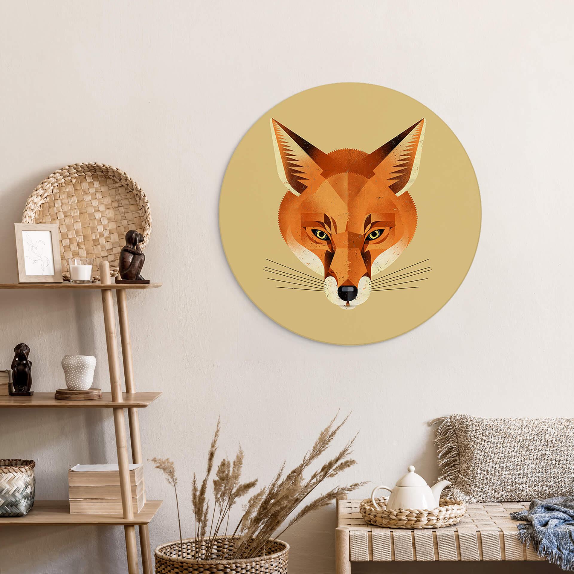 Wandbild Fuchs - Alu-Dibond Rund - Braun