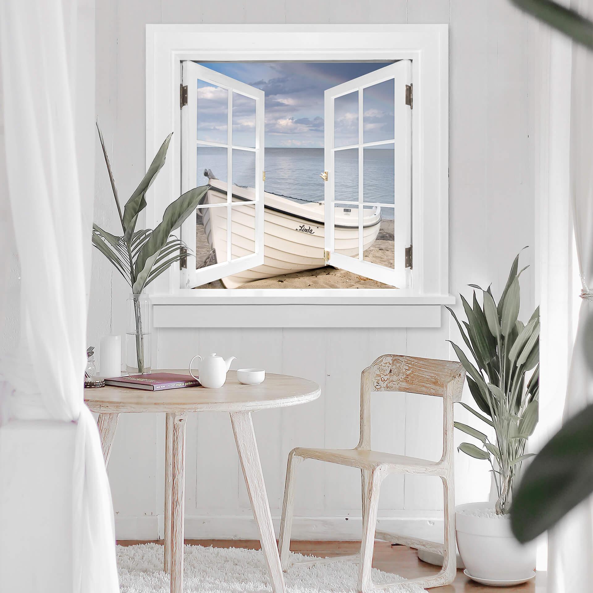 3D Wallsticker vindue firkantet - Strandidyl