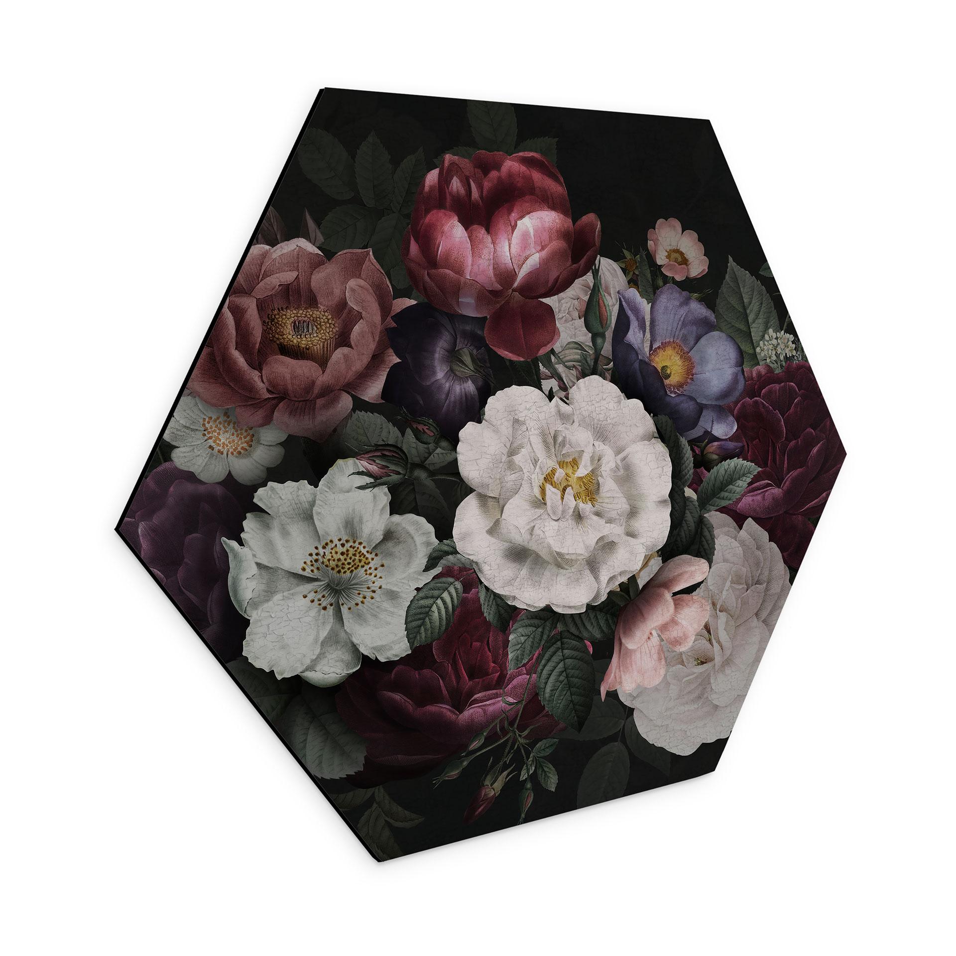 Sekskantet billede Elegant mandala i sandguld - Bloomery Decor - aluminium dibond