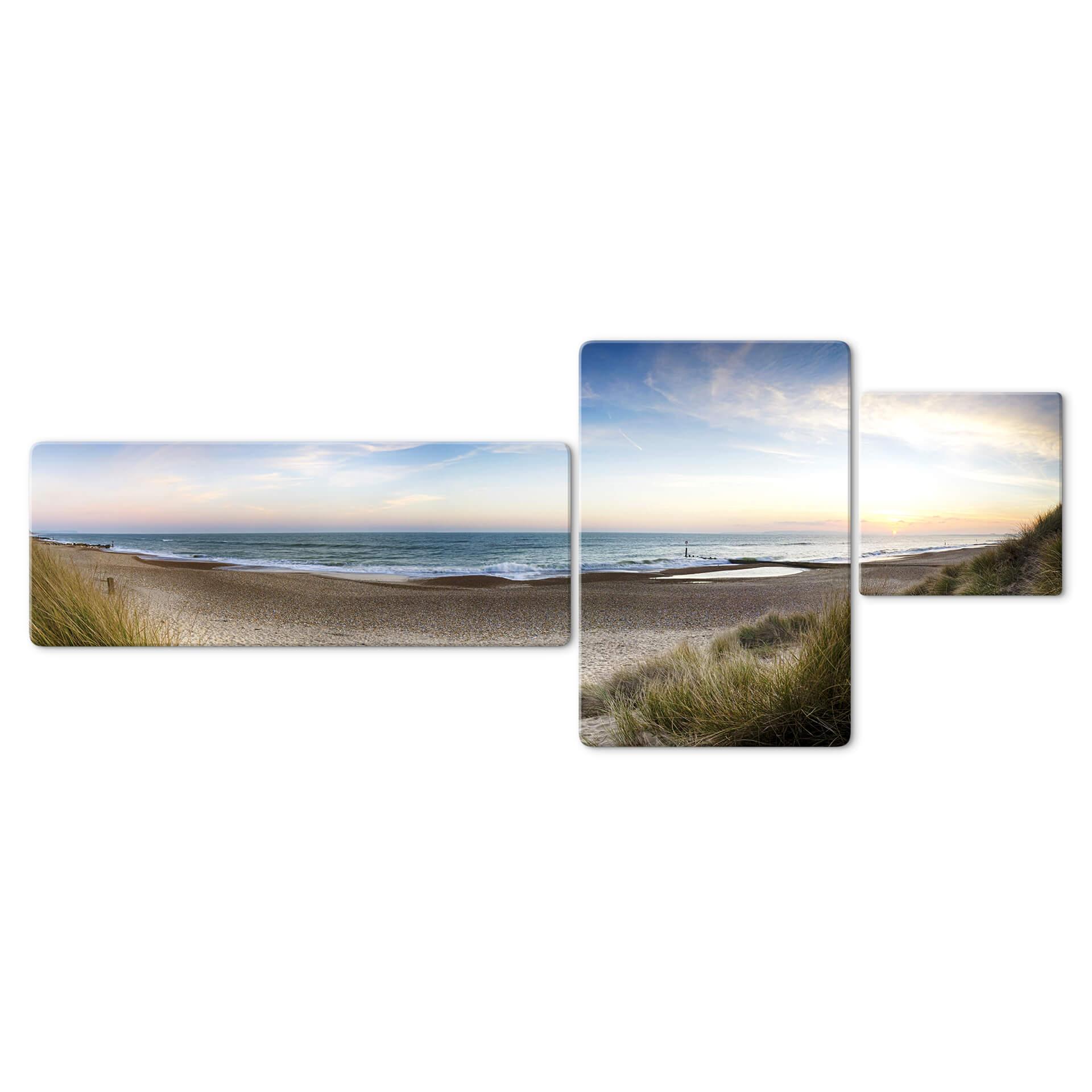 Tableau en verre - Panorama de la plage (3 parties)