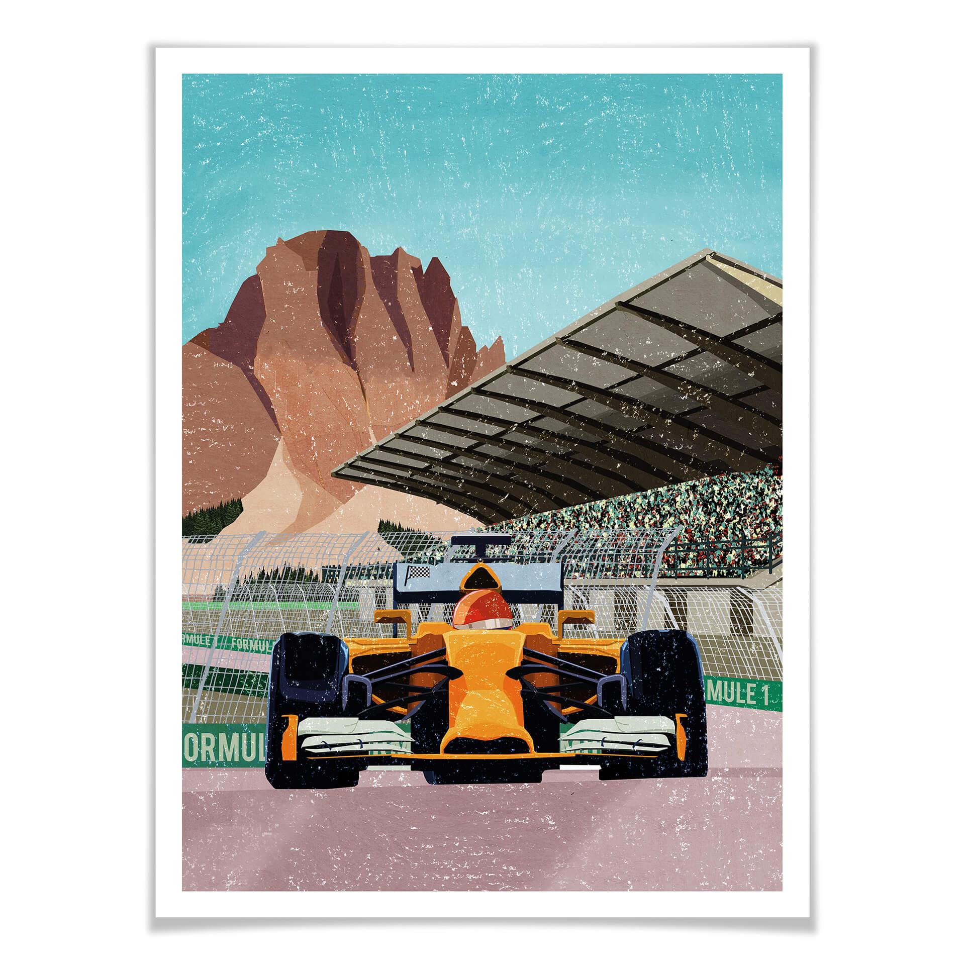 Póster Goed Blauw - El coche de carreras