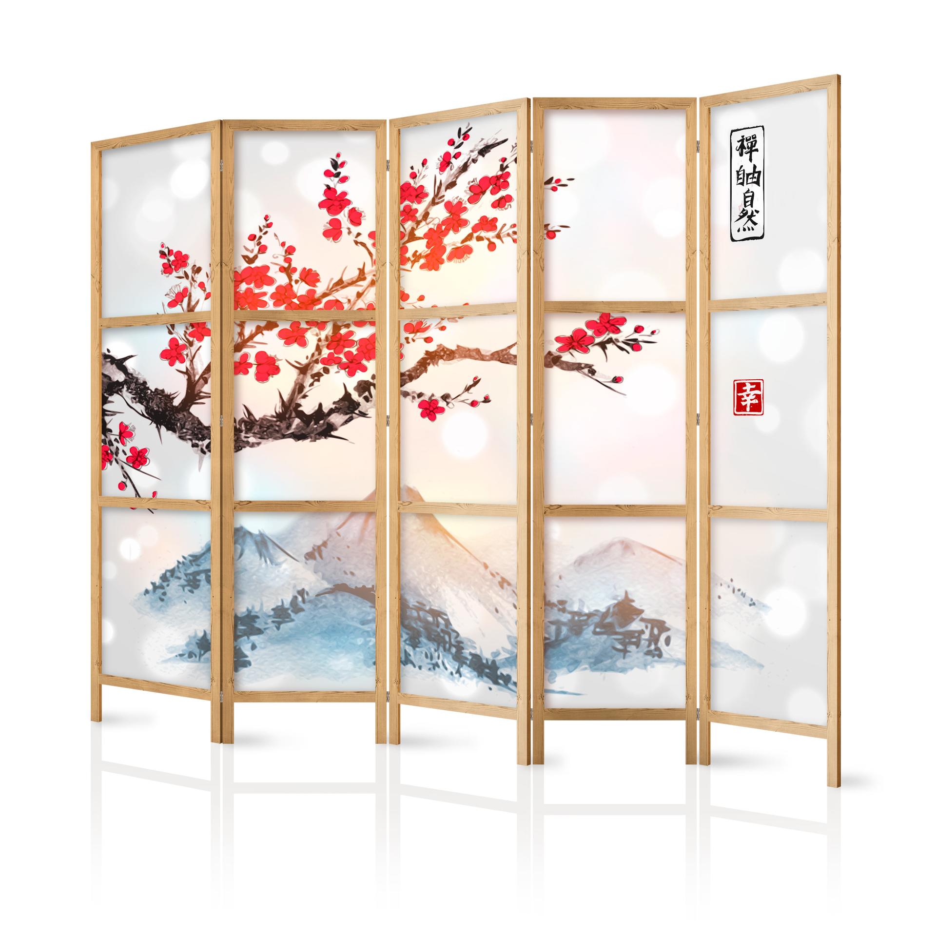 Parete divisoria pieghevole giapponese - Stile giapponese: montagna Fuji, 3 pezzi