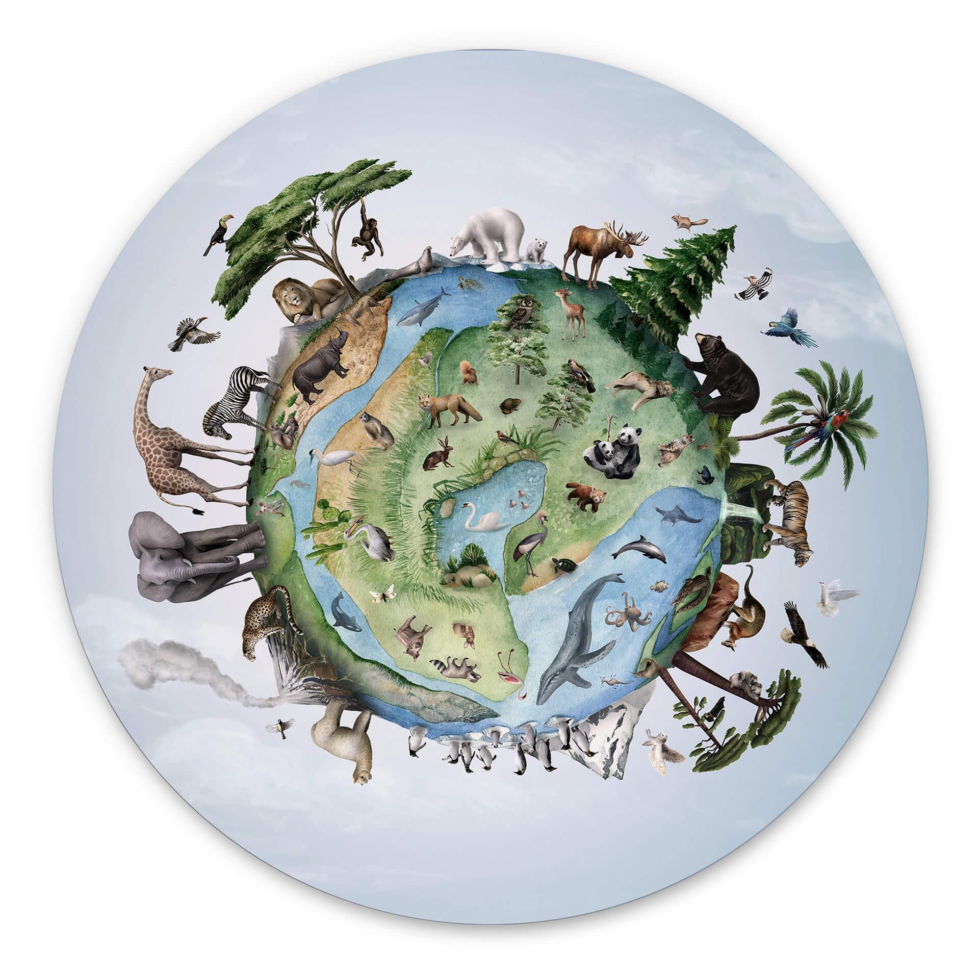 Tableau sur alu-Dibond rond Kikki Belle - Monde animal