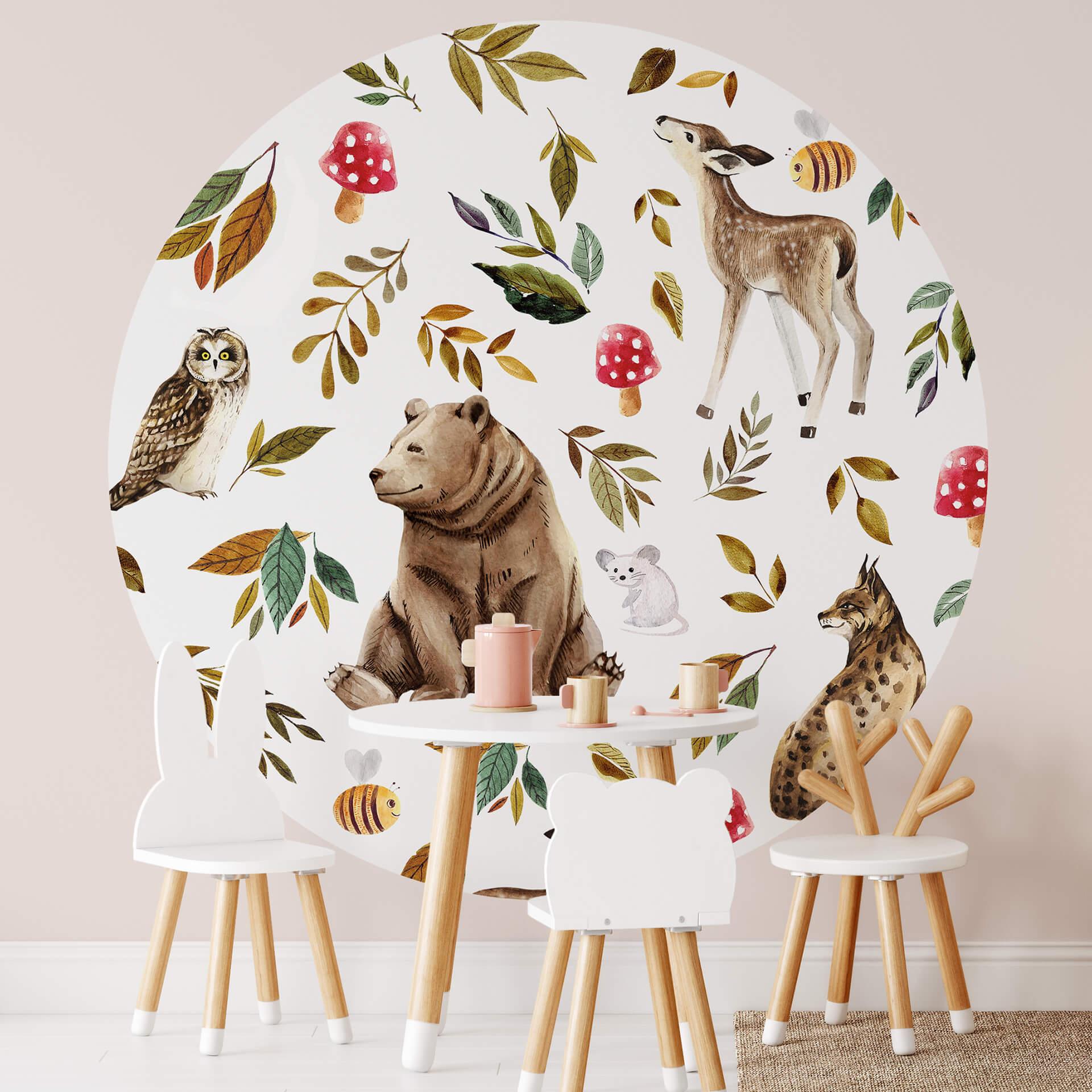 Fototapet - UN Designs - I skoven - Rund - vliesetapet/selvklæbende non-woven tapet