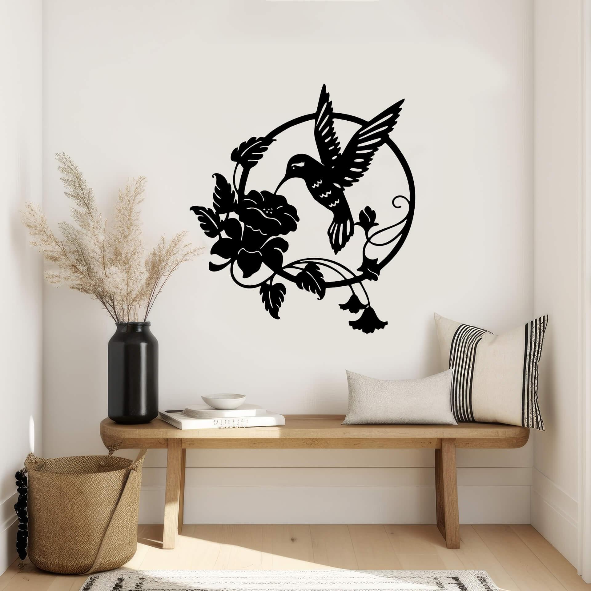 Wallsticker Kolibri og blomst