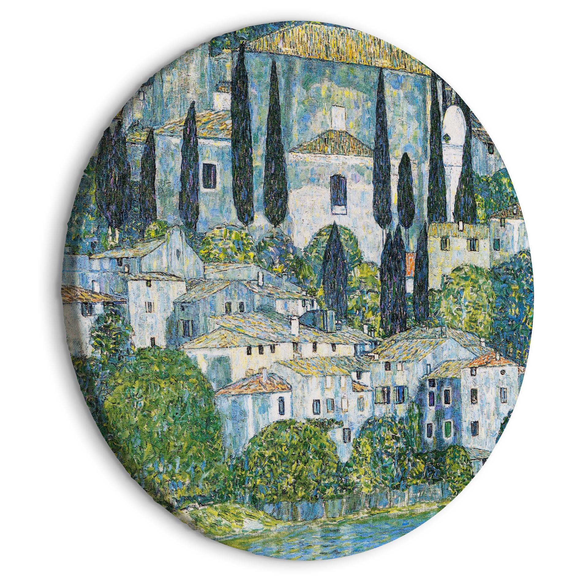 Rundes Leinwandbild Klimt - Kirche in Cassone am Gardasee
