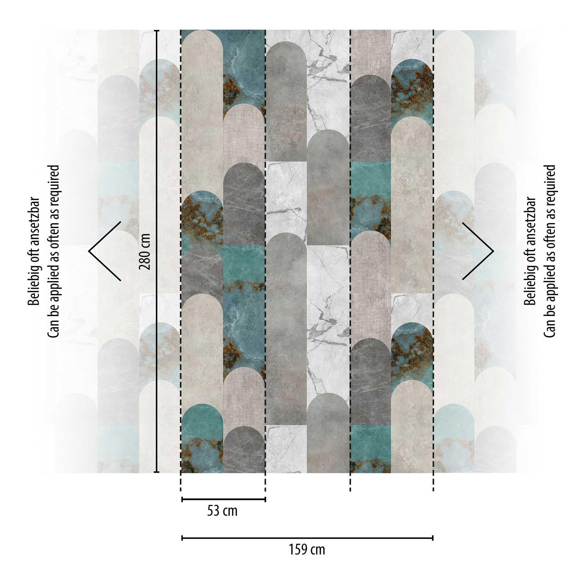 geometrisch marmer look blauw grijs - vliesbehang modern - art deco behang