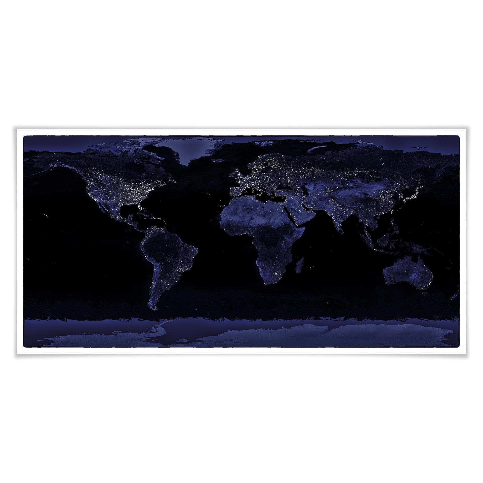 Póster mapamundi - imagen nocturna por satélite