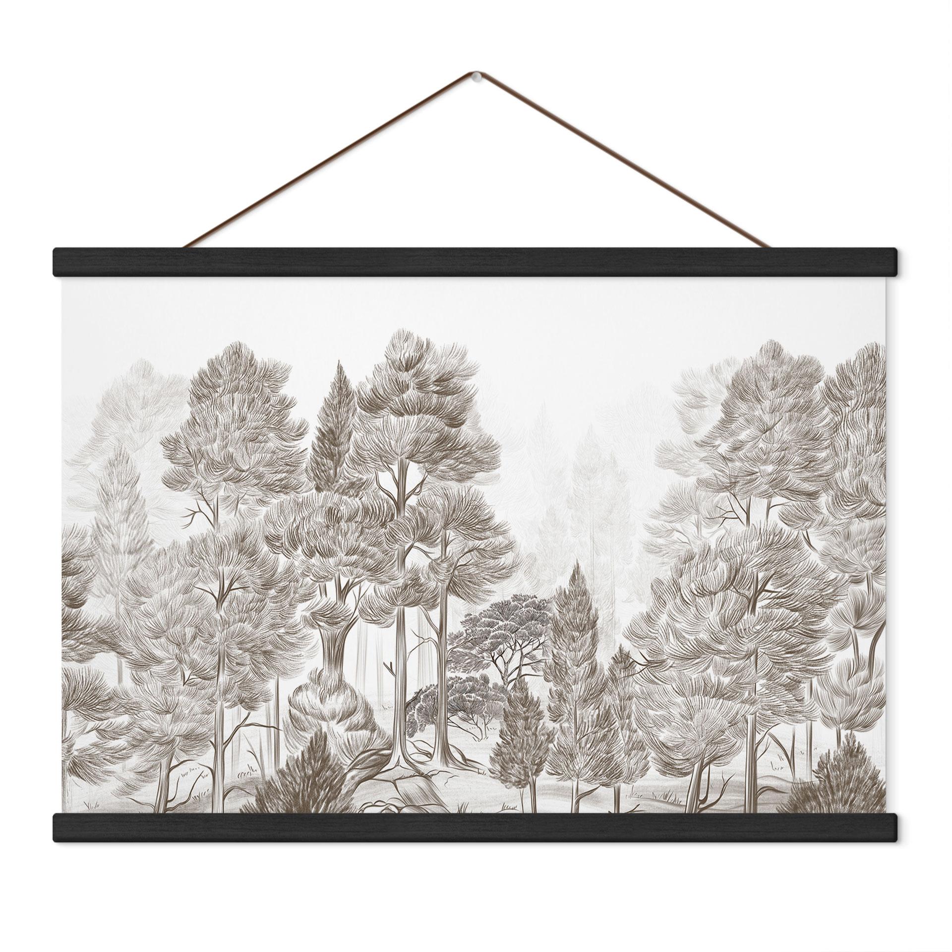 Textielposter Bos met boslandschap in beige - Ms Tiff