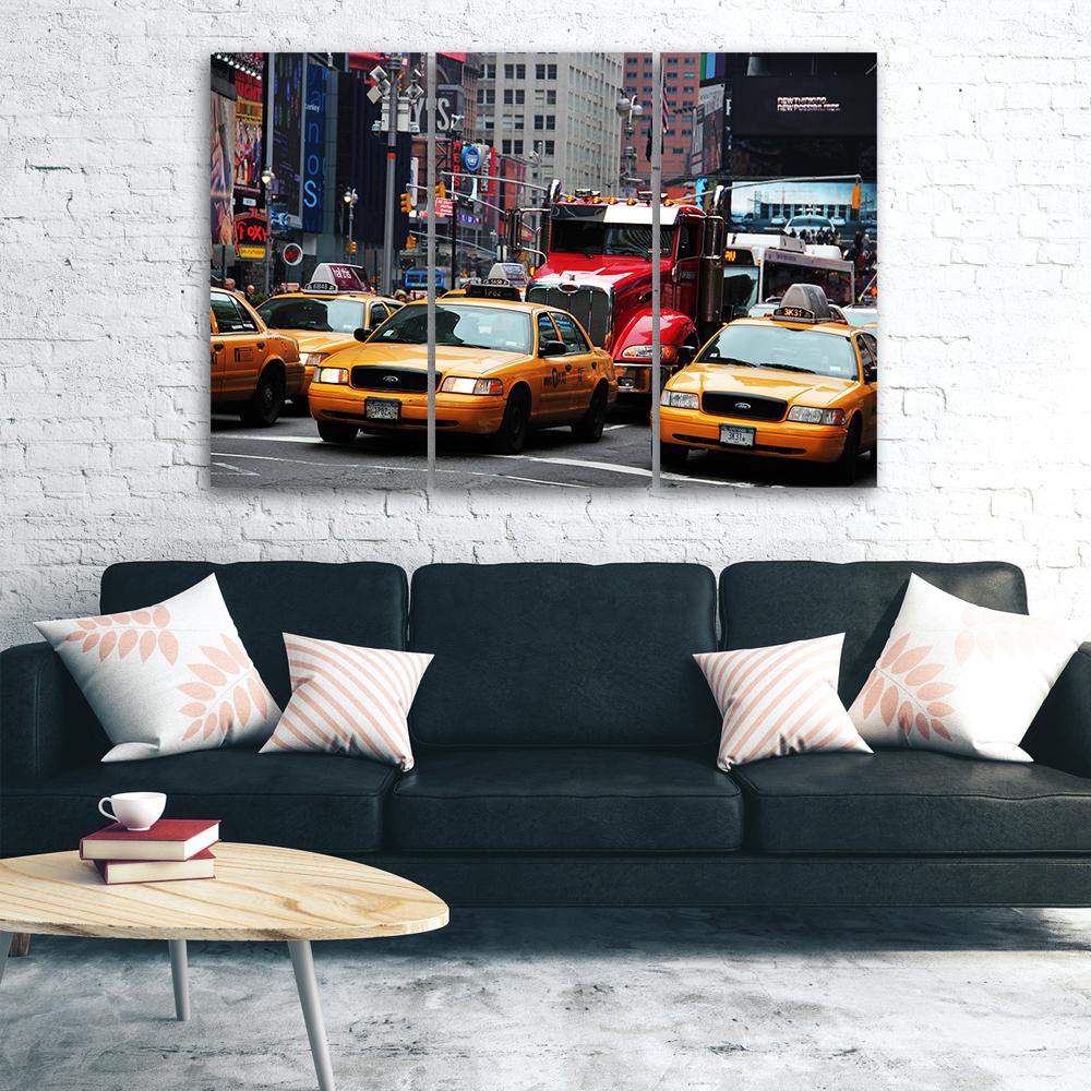 3 stykke lærredstryk, Taxi Times Square New York