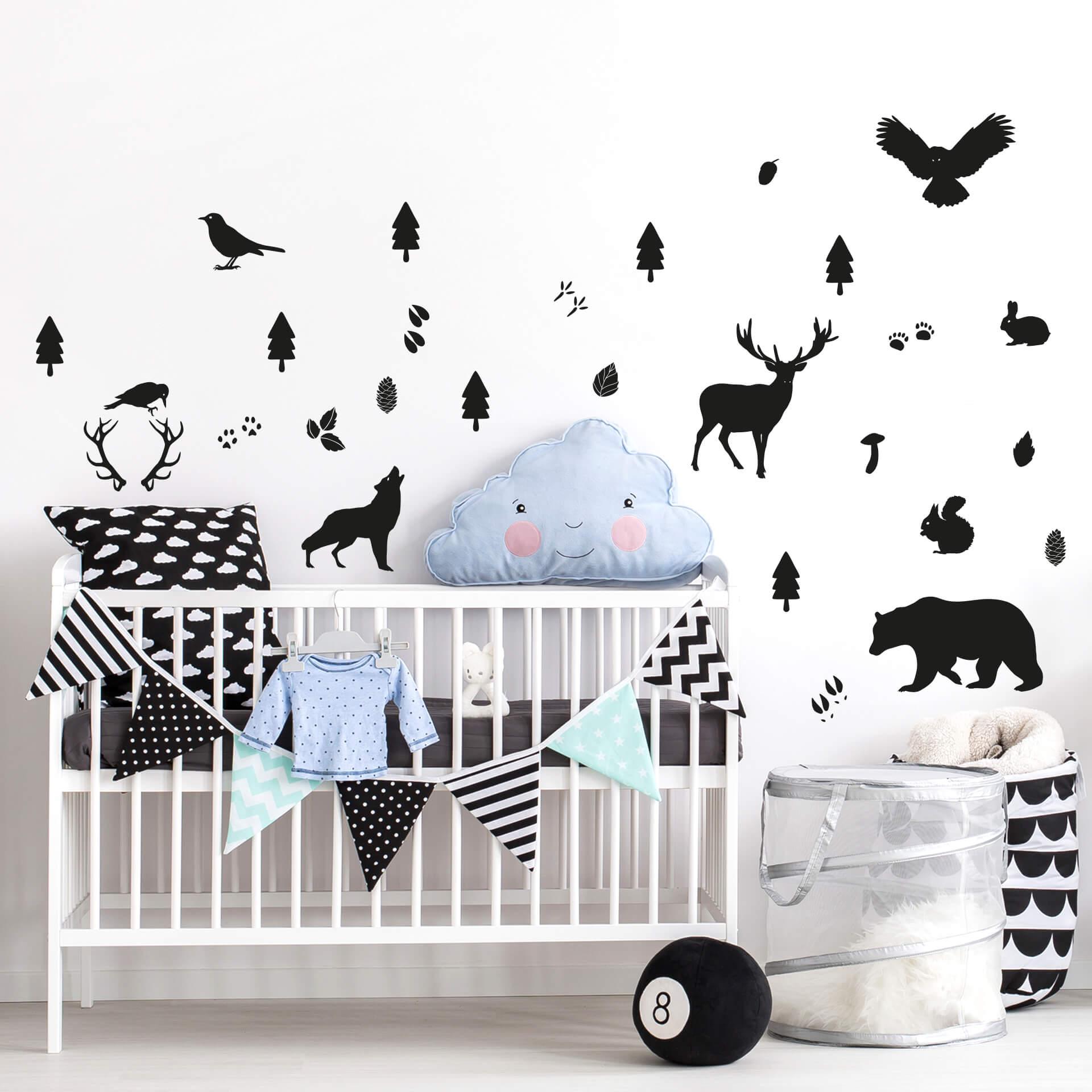 Wallsticker - Silhuetter Skovdyr, sæt
