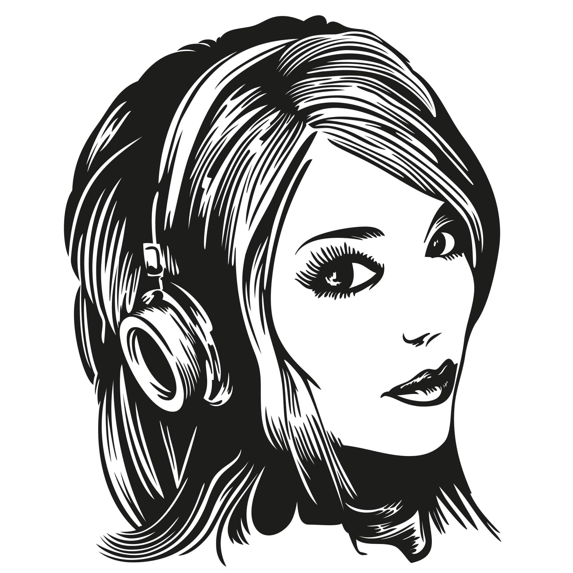 Wandtattoo Girl with Headphones