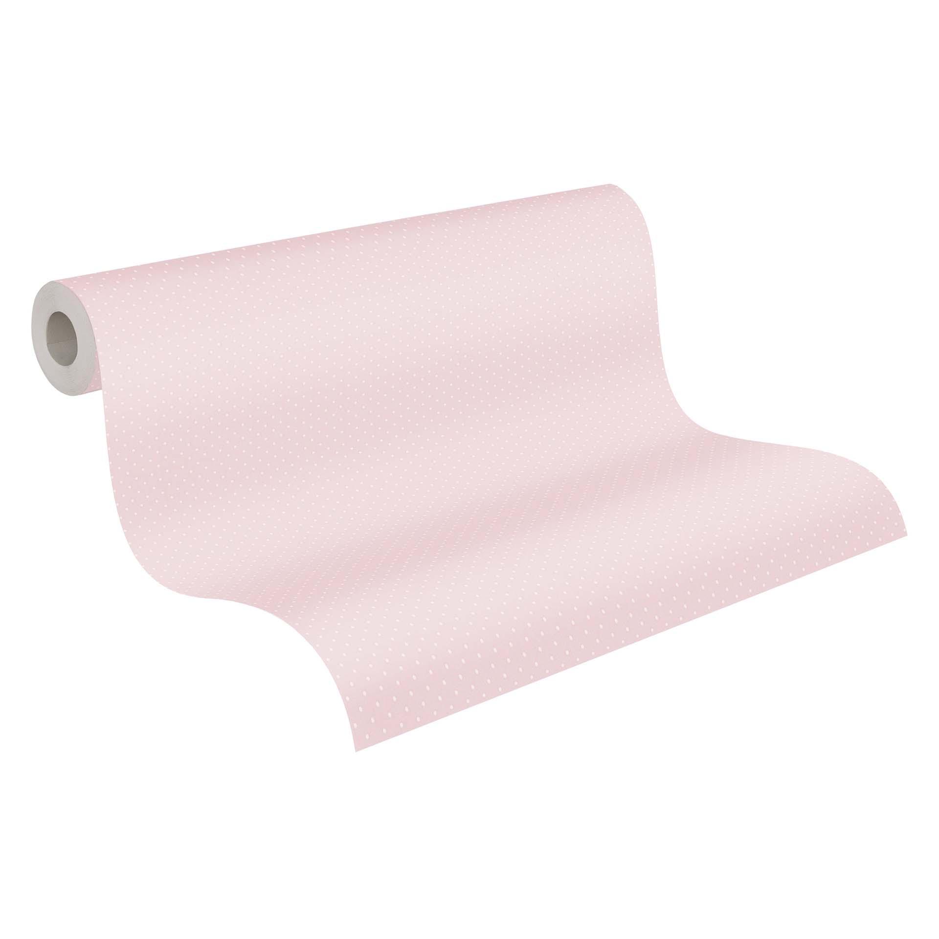 behang met stippen roze wit - vliesbehang landhuis A.S. Création - mat licht structuur