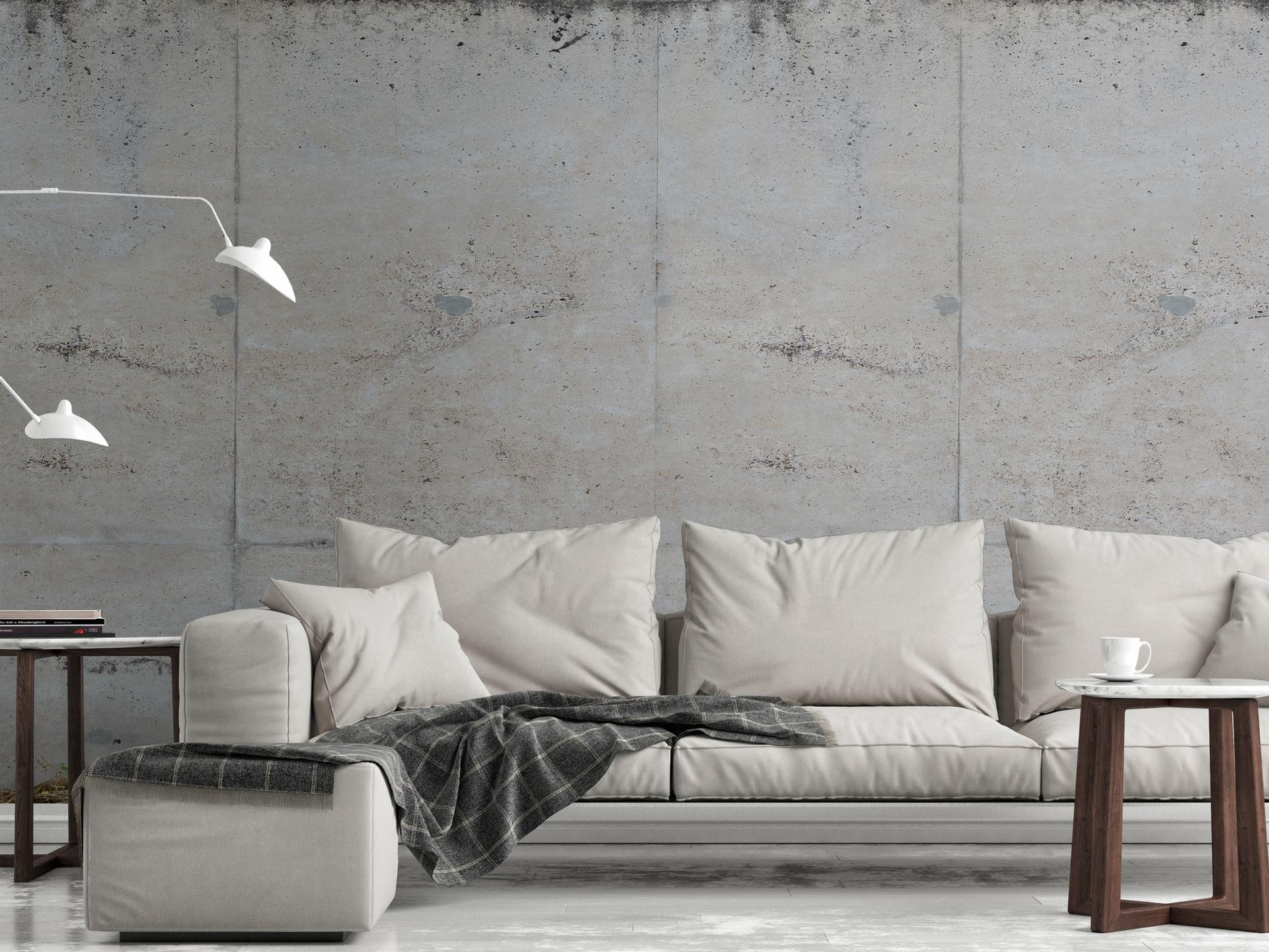 tapet betonvæg grå beige - non-woven tapet industri Livingwalls - mat og glat