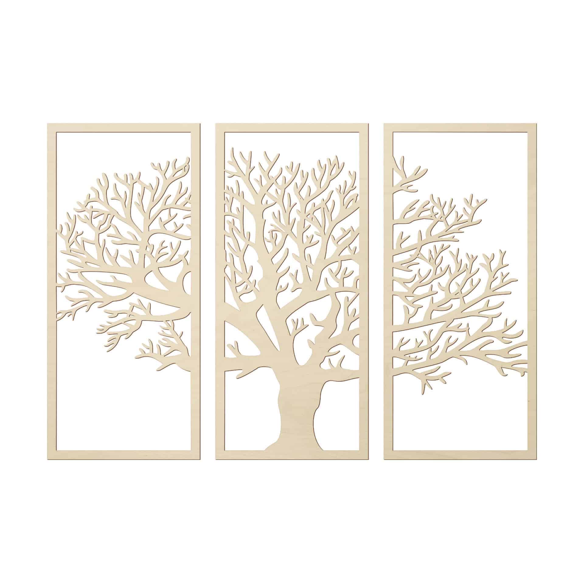 Decoración en madera árbol set 3 piezas - madera de álamo