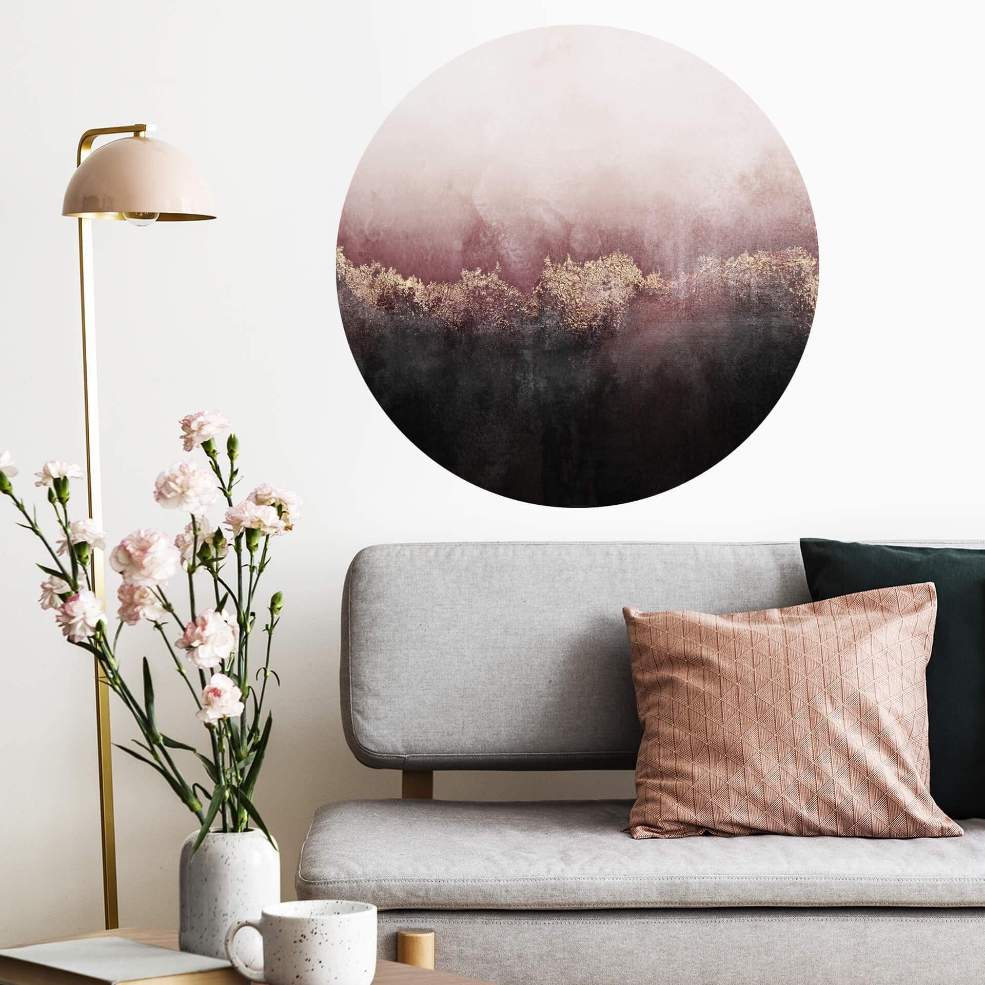 Sticker mural rond Fredriksson - Ciel rose