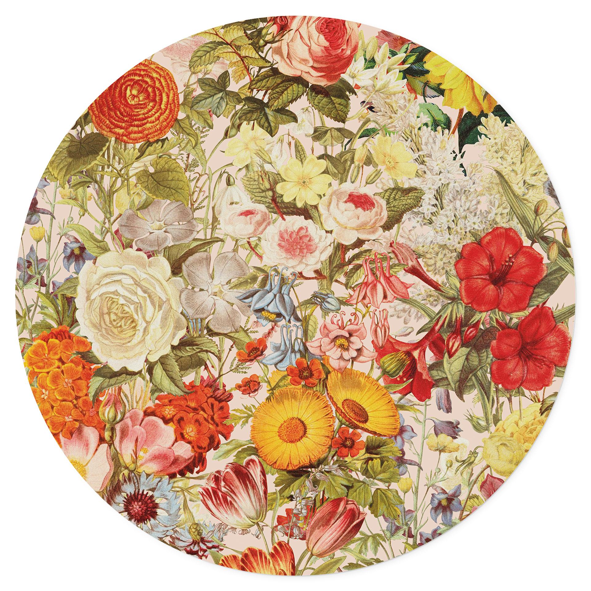 Muursticker Kleurrijke bloemencollage - Frida Floral Studio - Rond