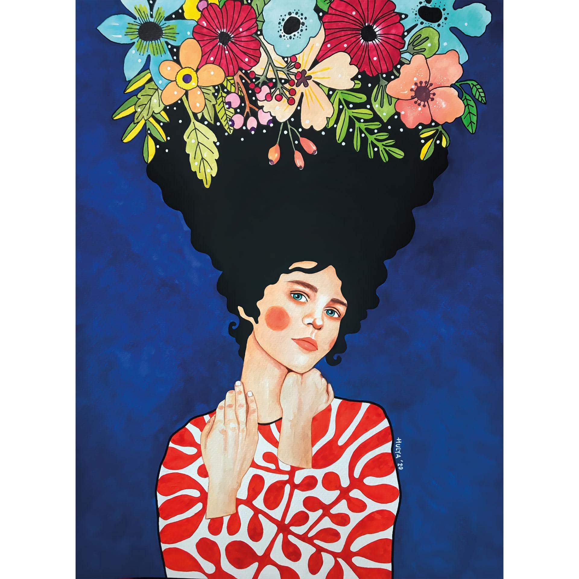 Fotobehang Vrouw met bloemen in het haar - Hülya
