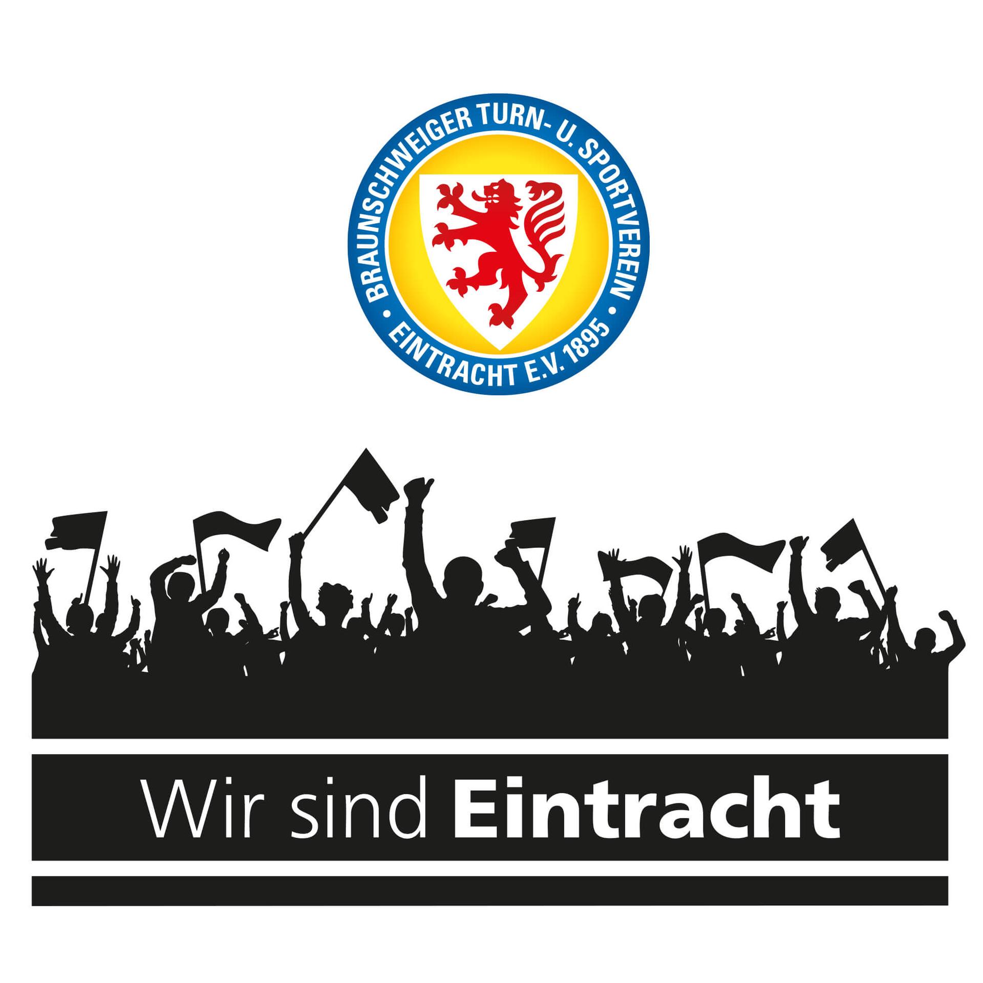 Wandtattoo Eintracht Braunschweig Wir sind Eintracht mit Fans und Logo farbig