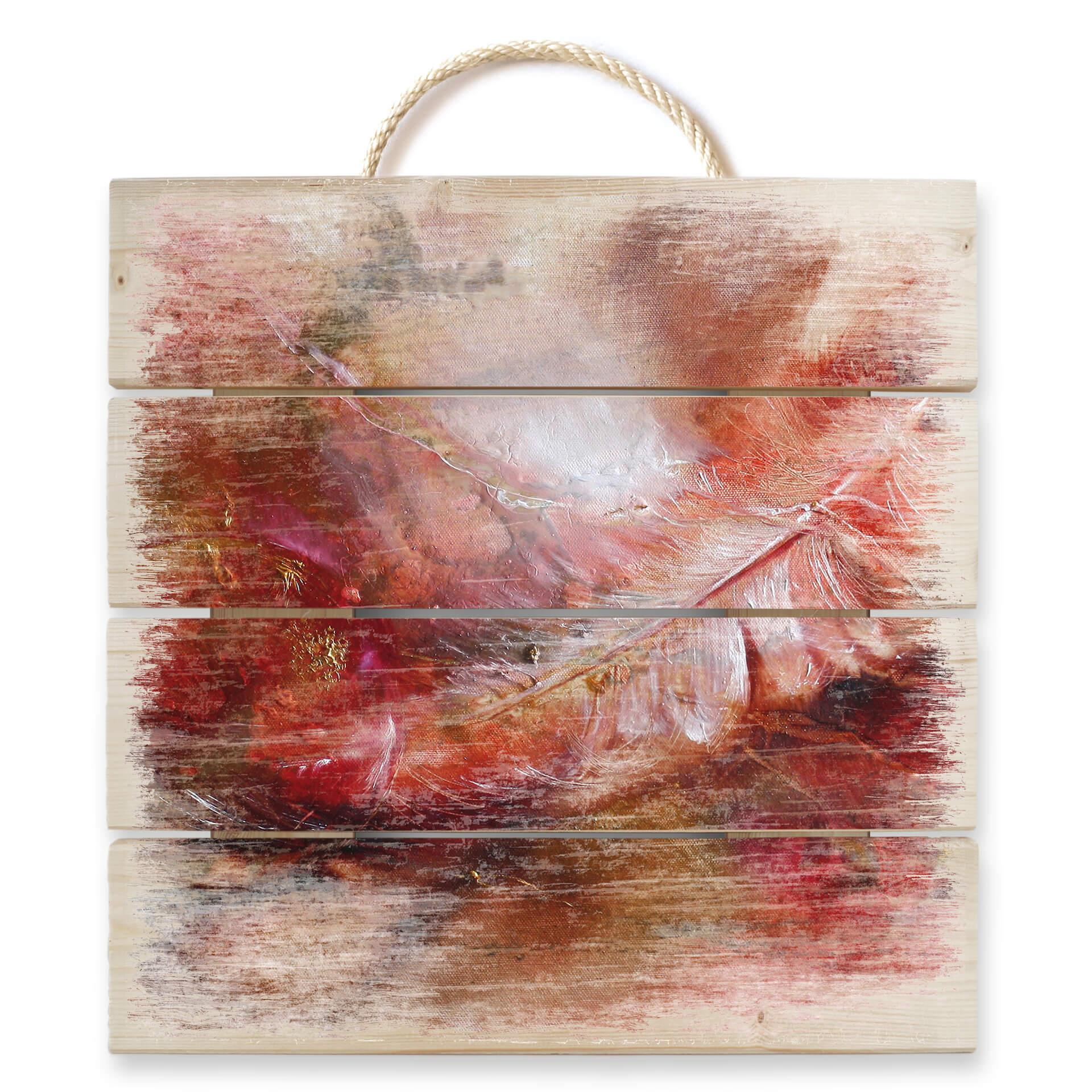 Cuadro de madera Schmucker - Pluma y bola de cristal - 40x41,5 cm