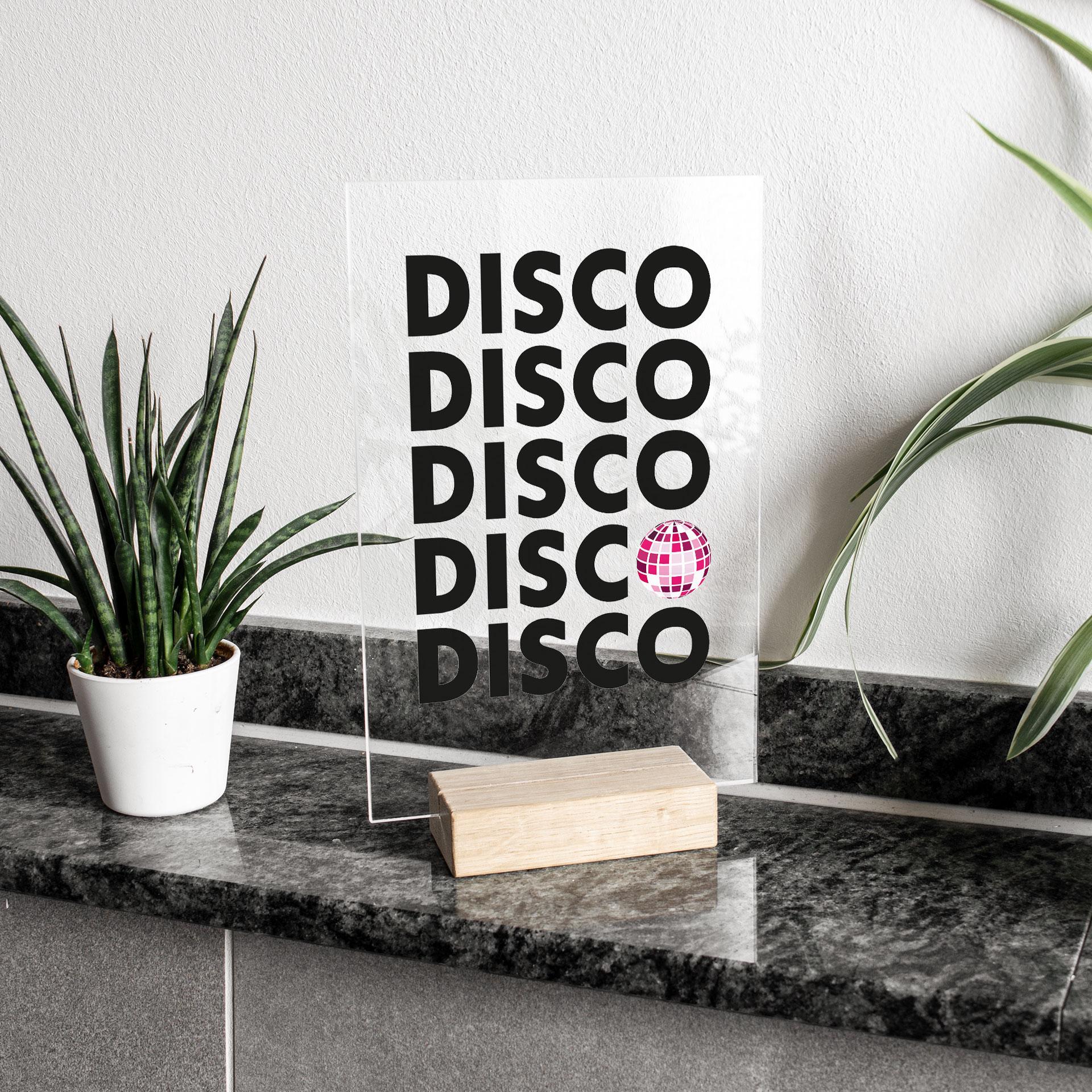 Tafeldisplay Retro Disco Vibes Typografie - transparant - Kerr-Dineen
