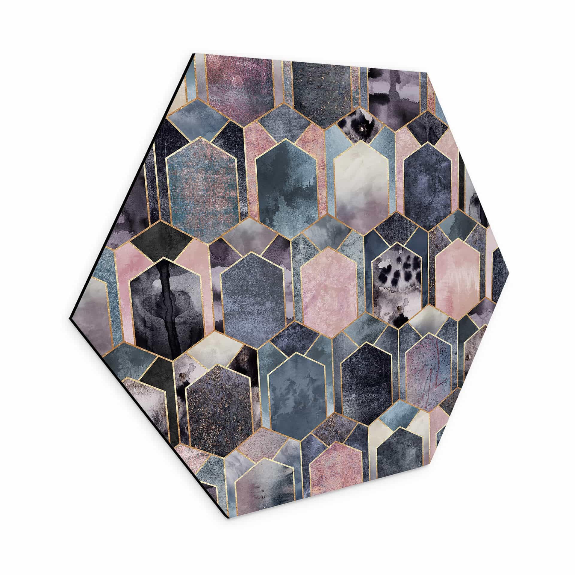 Hexagone - alu-Dibond Fredriksson - Art déco - Rêve en rose et or
