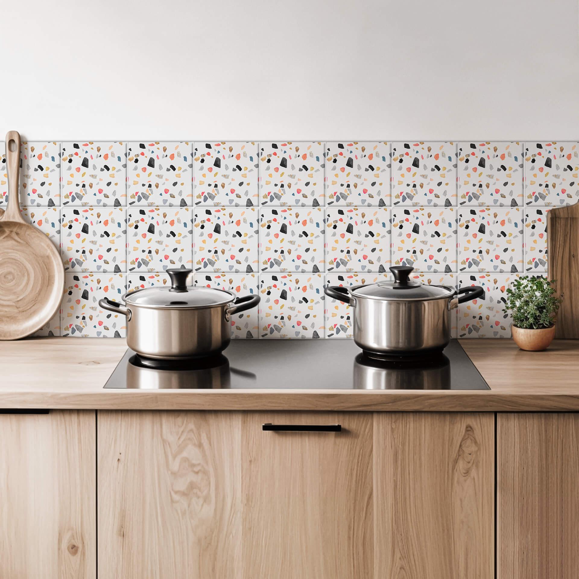 Fliesenaufkleber Fredriksson - Buntes Terrazzo - 12er Set
