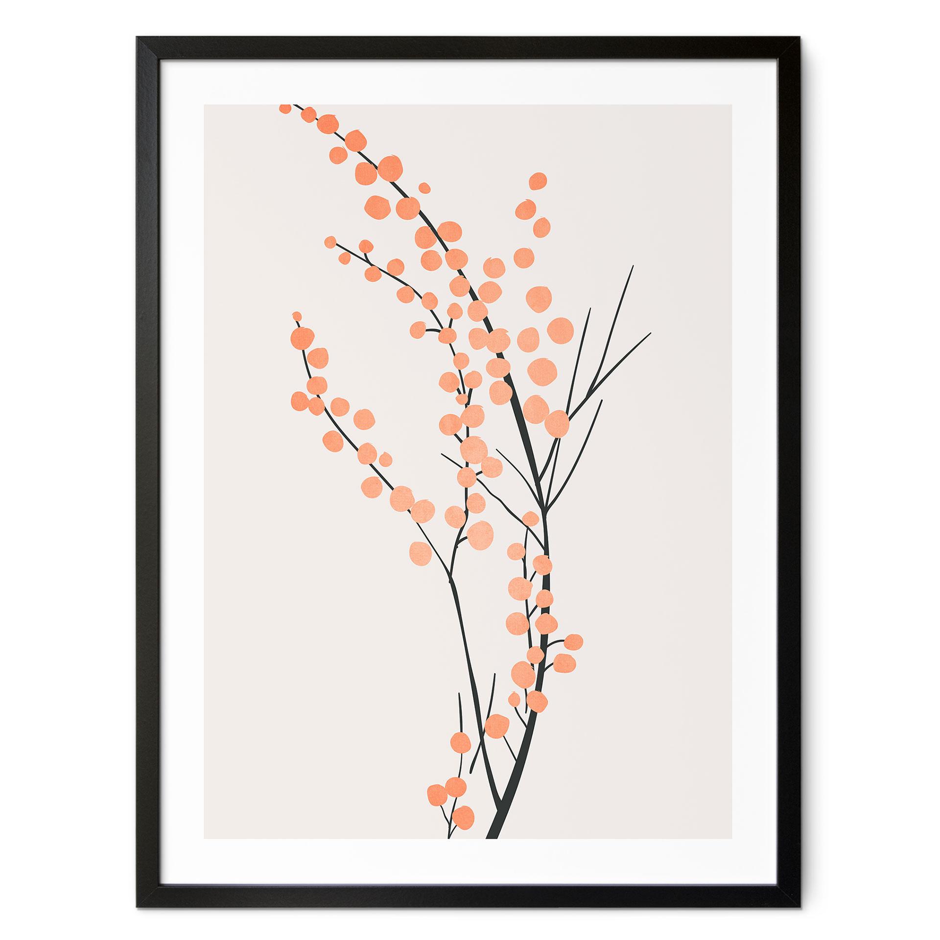 Plakat Ferskenfarvede kirsebærblomster - Kubistika