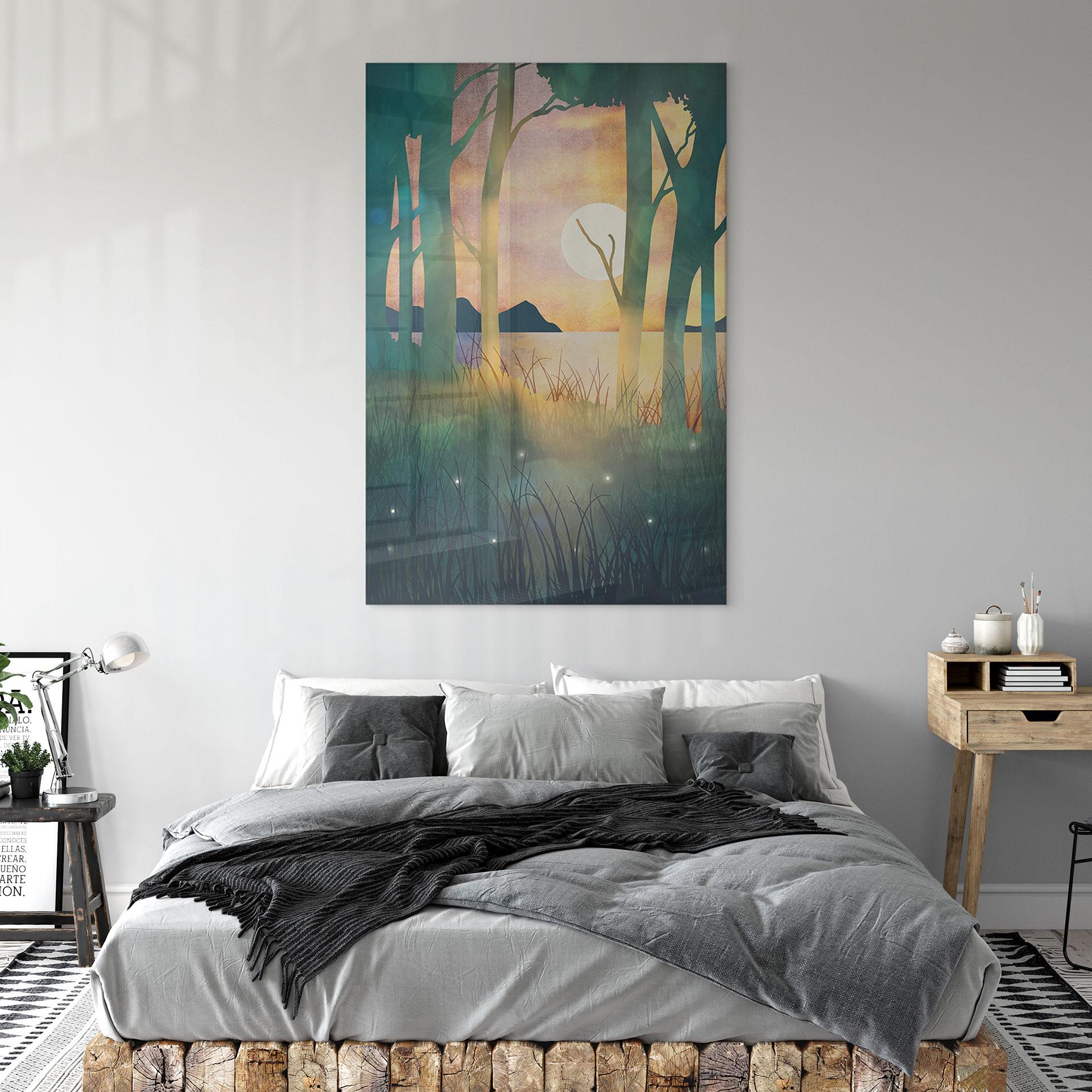 Akrylbillede skovmagi ved solnedgang - SpaceFrog Designs