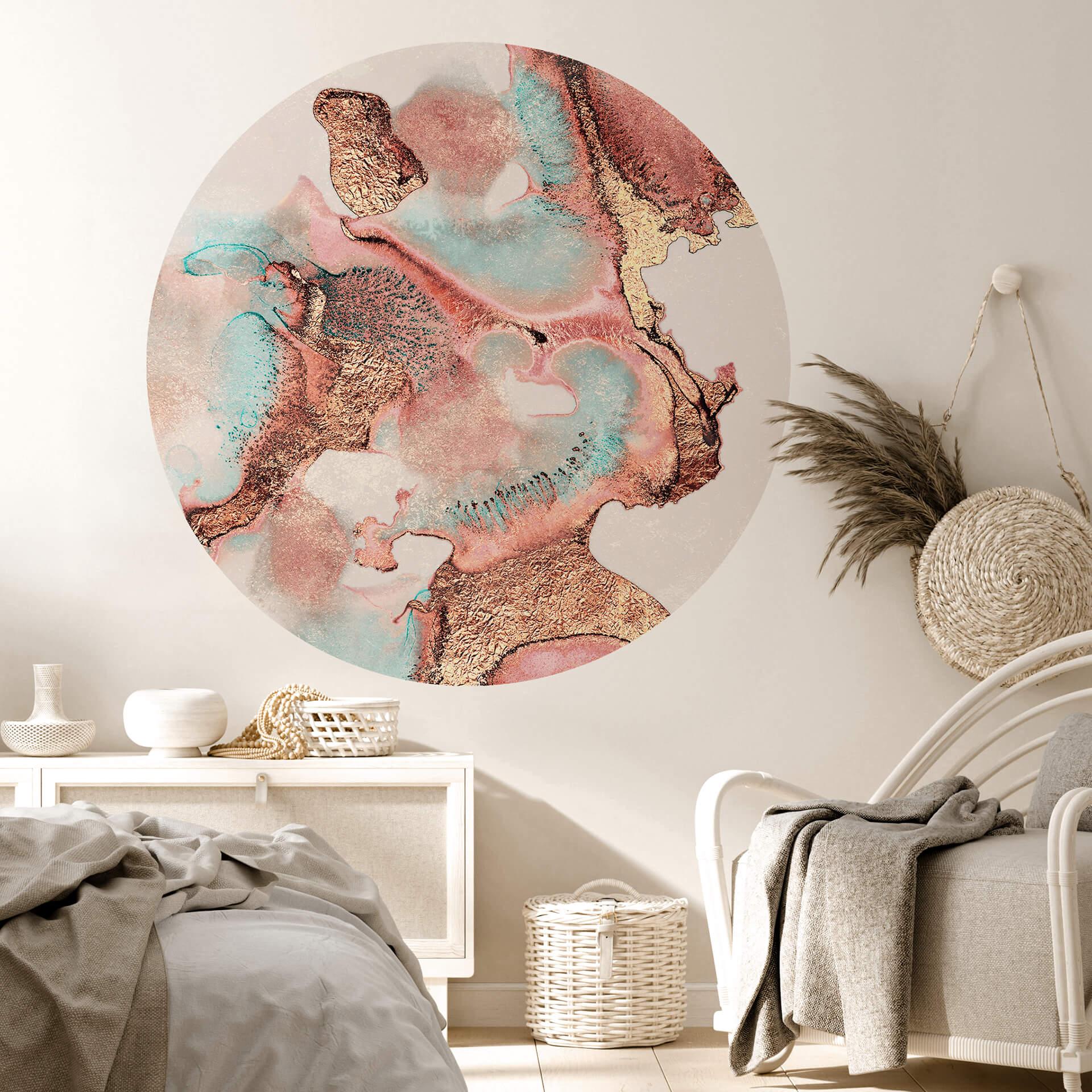 Fredriksson Wallsticker - Gyldent blæk med nuancer i rosé - Rund