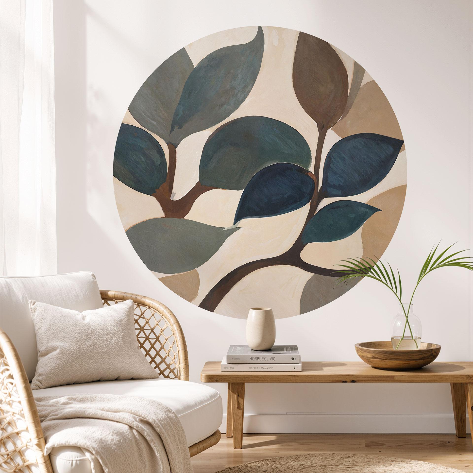 Sticker Mural Emil's Garden - Feuilles Botaniques - Sir Edward x Grigory Gladarev - Rond