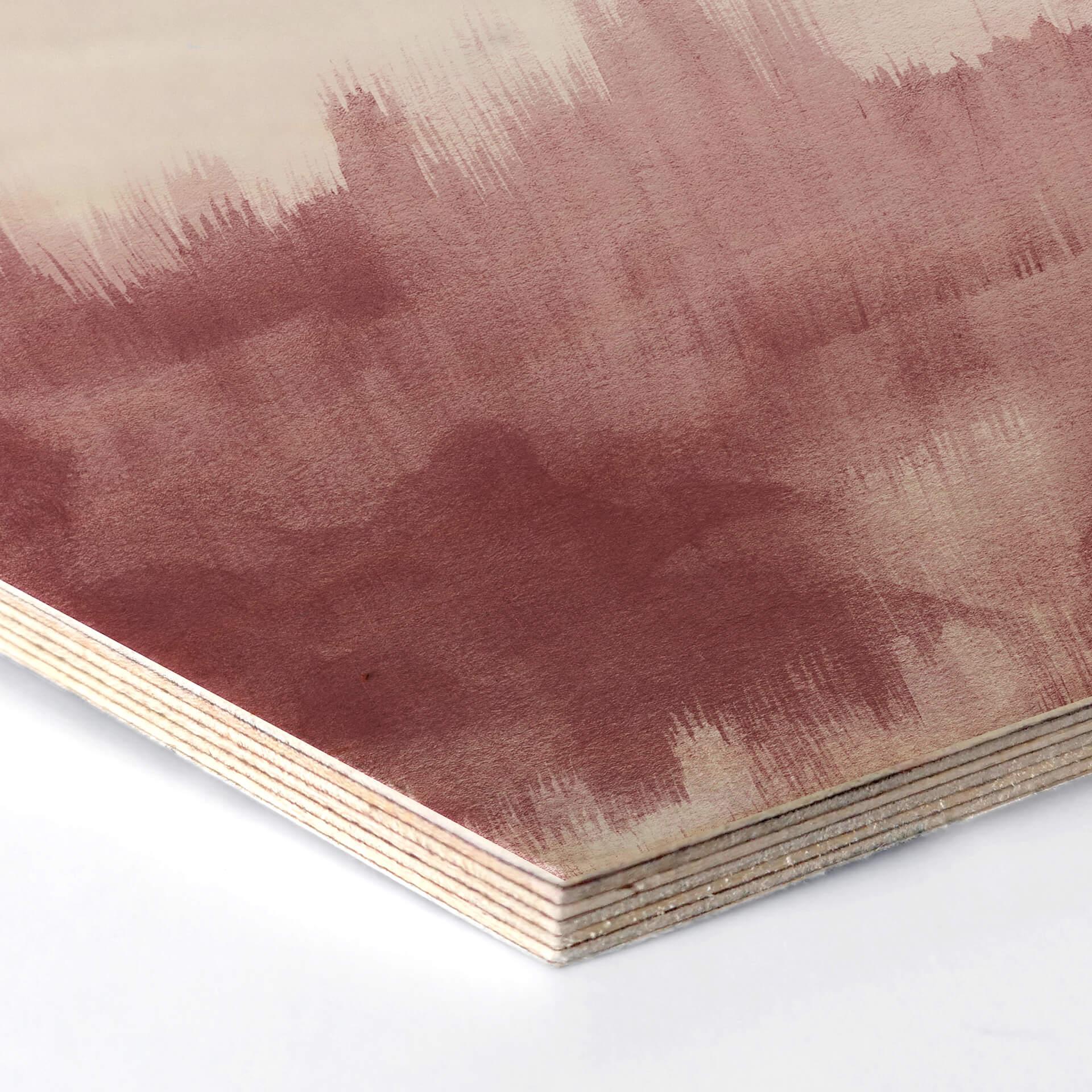 Hexagon - Holz Birke-Furnier Nouveauprints - Watercolour Brush Strokes (rosé)