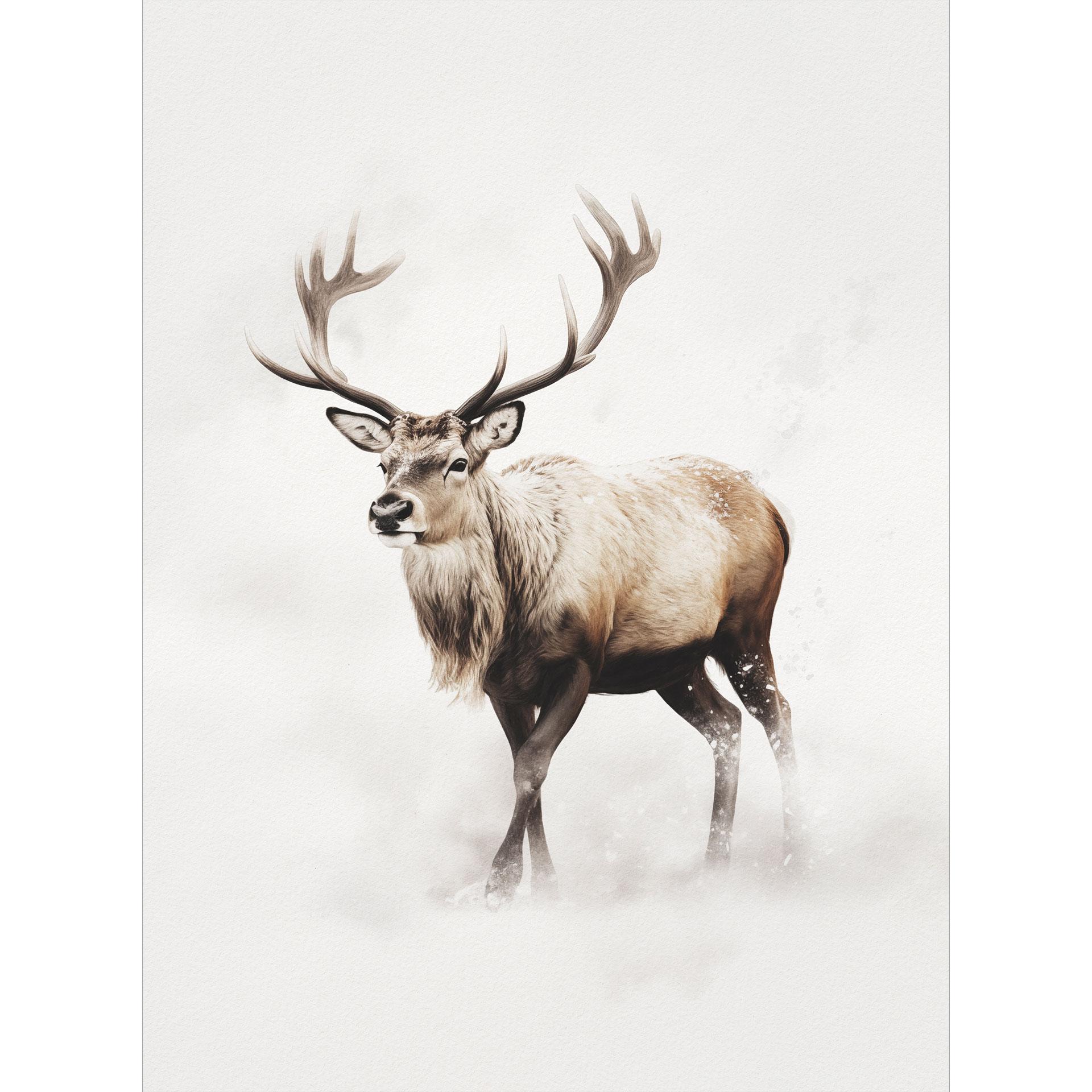 Herten behang in witte winter | herten behang winter decoratie - Magnusson