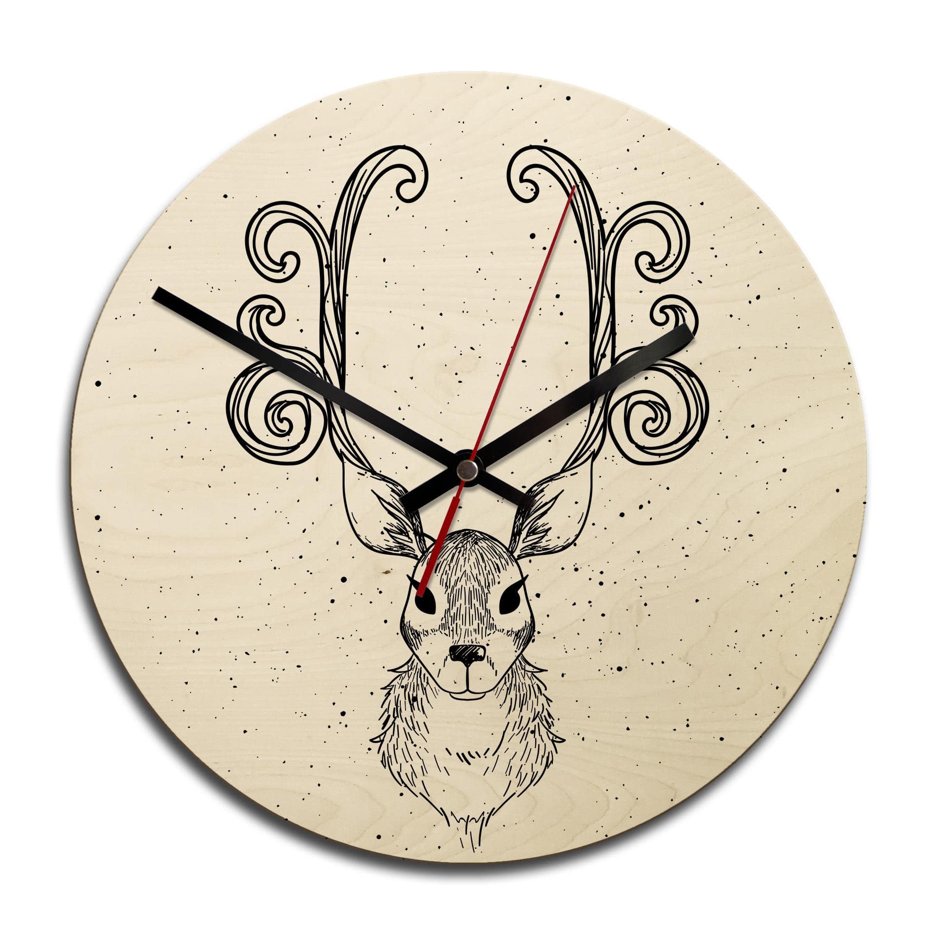 Horloge murale en bois - Cerf