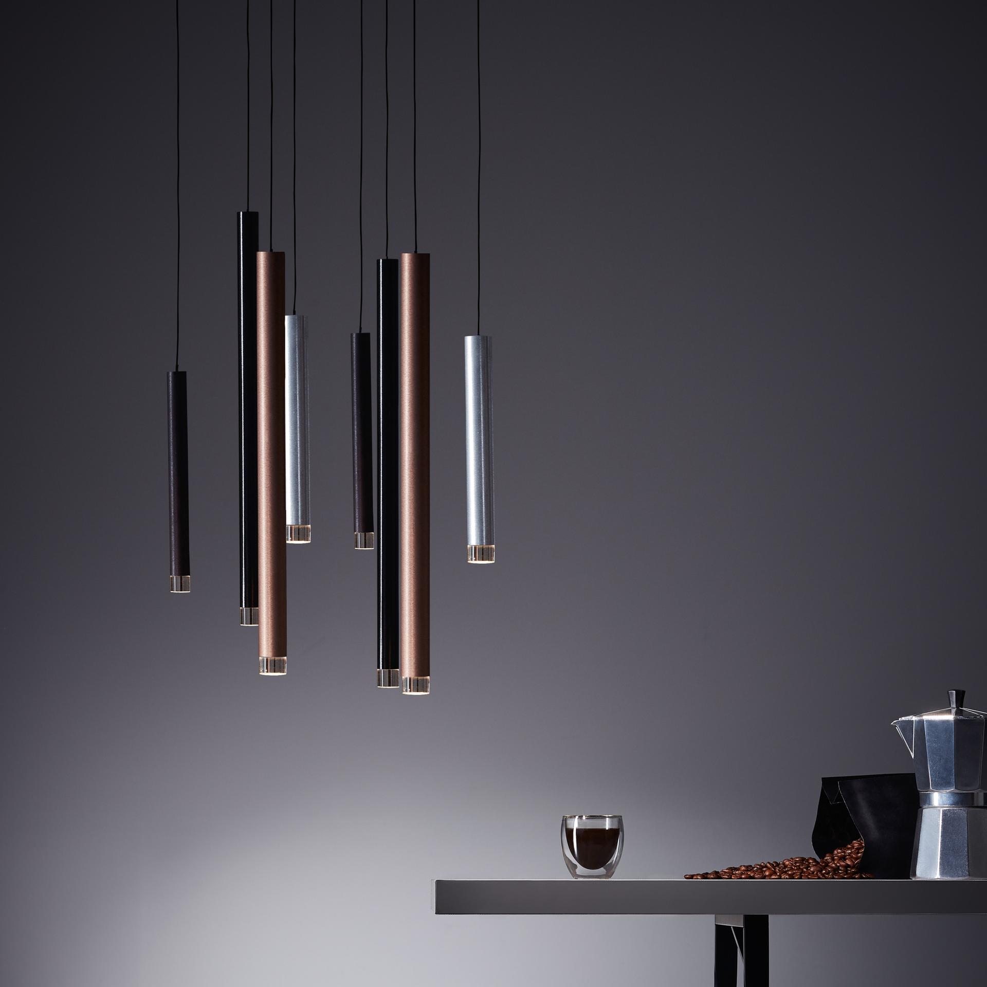 Pendelleuchte Eddy, braun, 180 x 40 cm, Metall