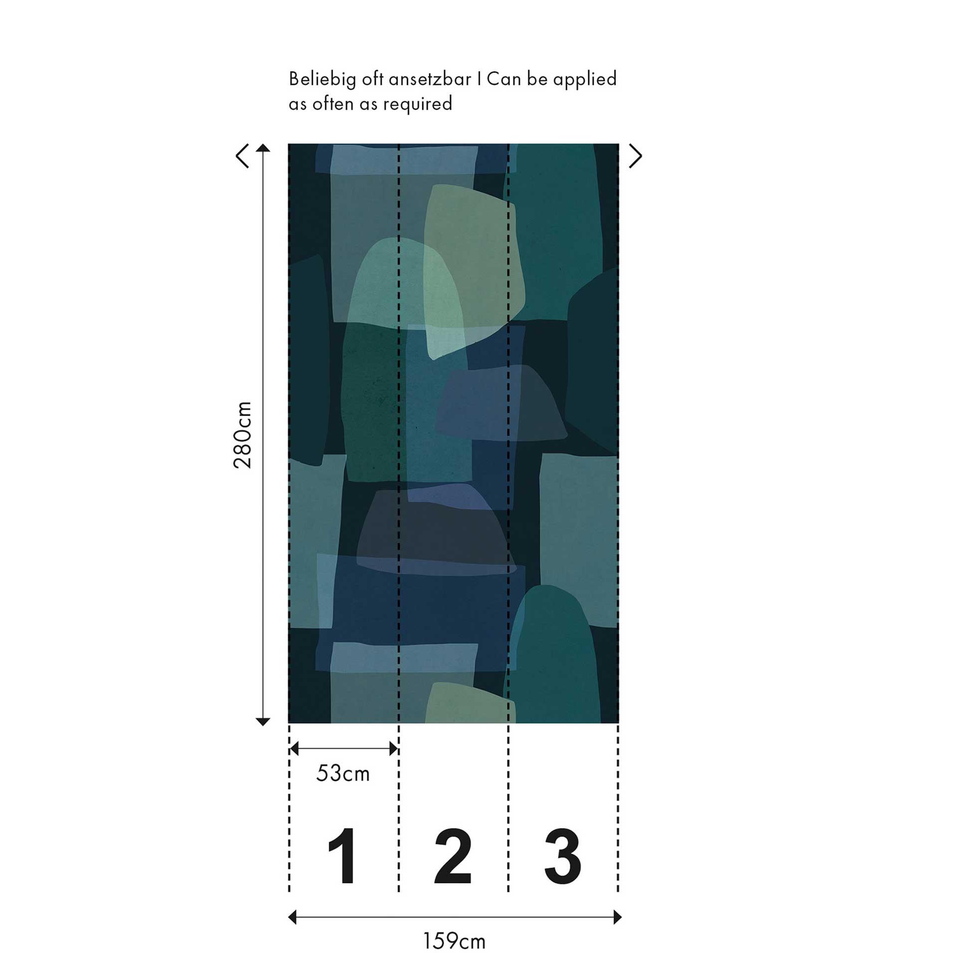 Abstract fotobehang blauw groen - Vliesbehang met organische vormen - modern design behang
