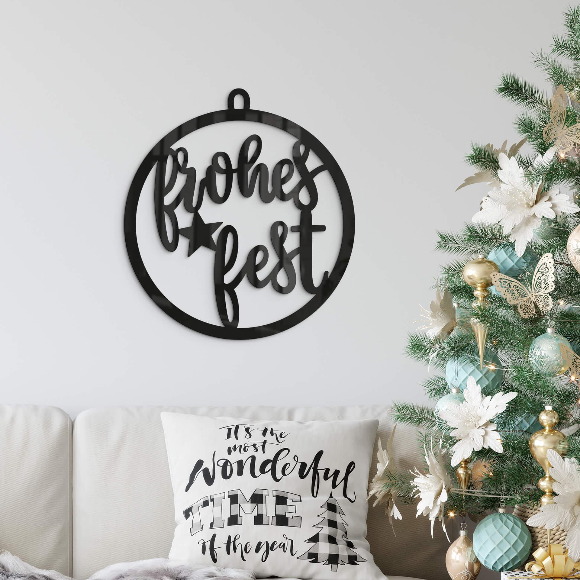 Decoración navideña de pared - Adorno navideño Feliz Navidad - Decoración acrílica
