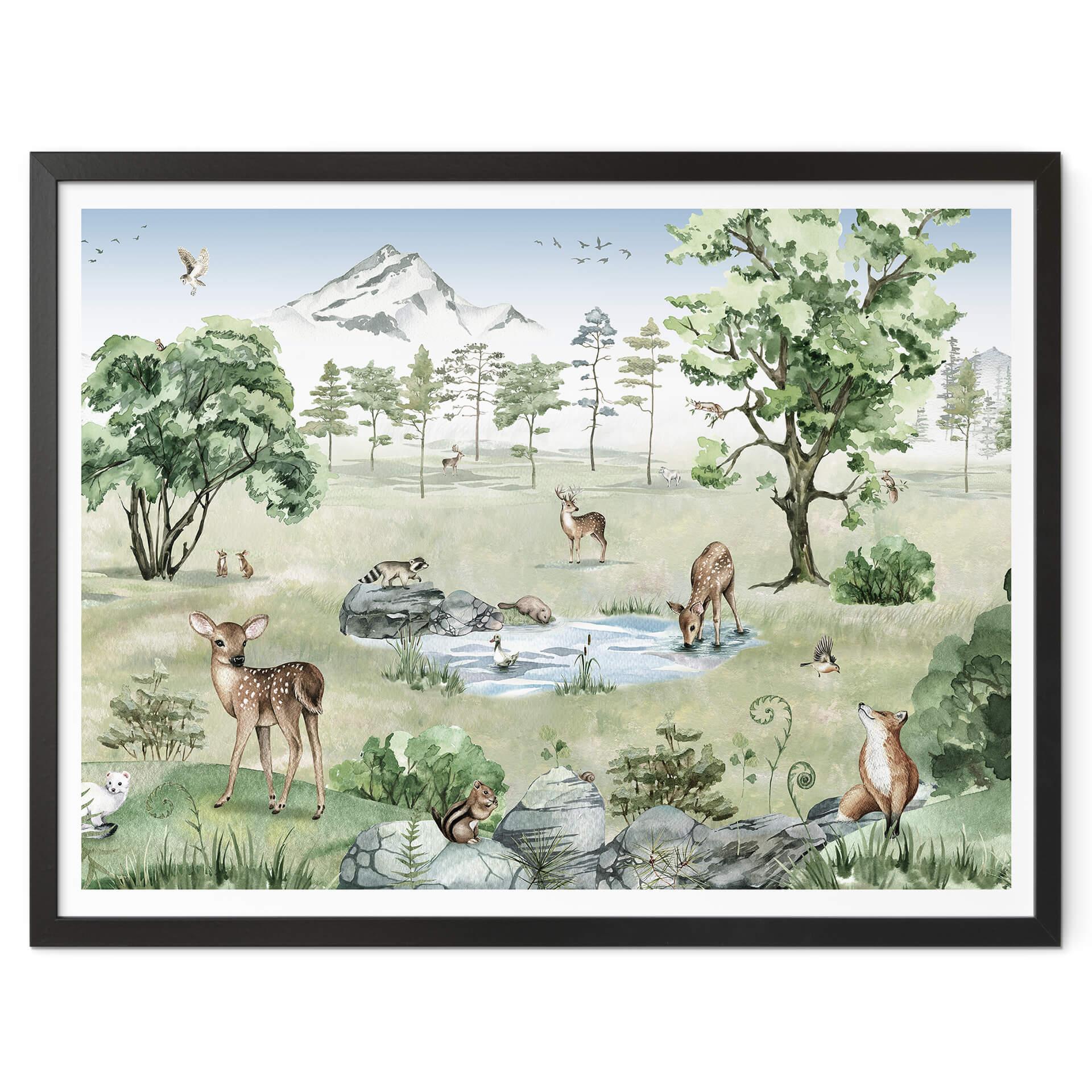 Poster Kikki Belle - Skog med rådjur