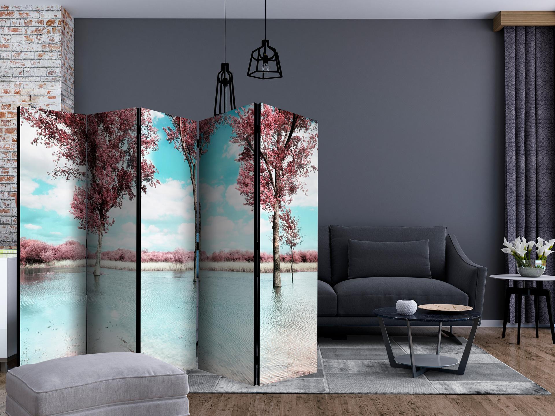 Schermo divisorio - Paesaggio autunnale, 5 pezzi - 225x172 cm