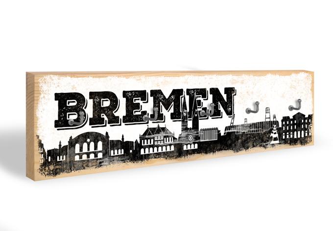 Schlüsselbrett Bremen Skyline + 5 Haken