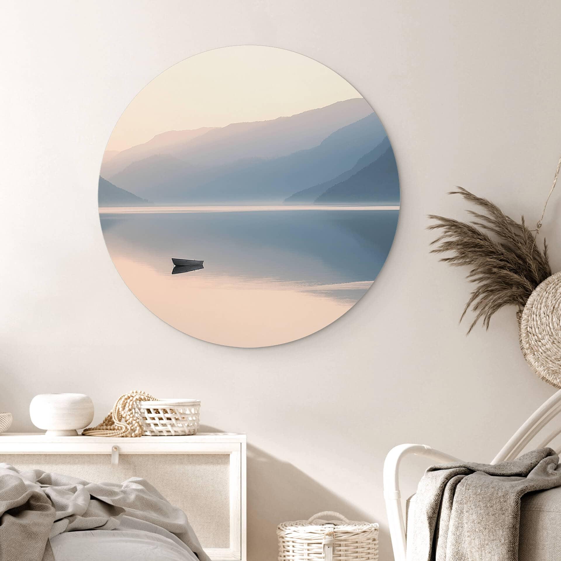 Wandbild Davidsson - See und Berge in malerischer Harmonie - Alu-Dibond Rund