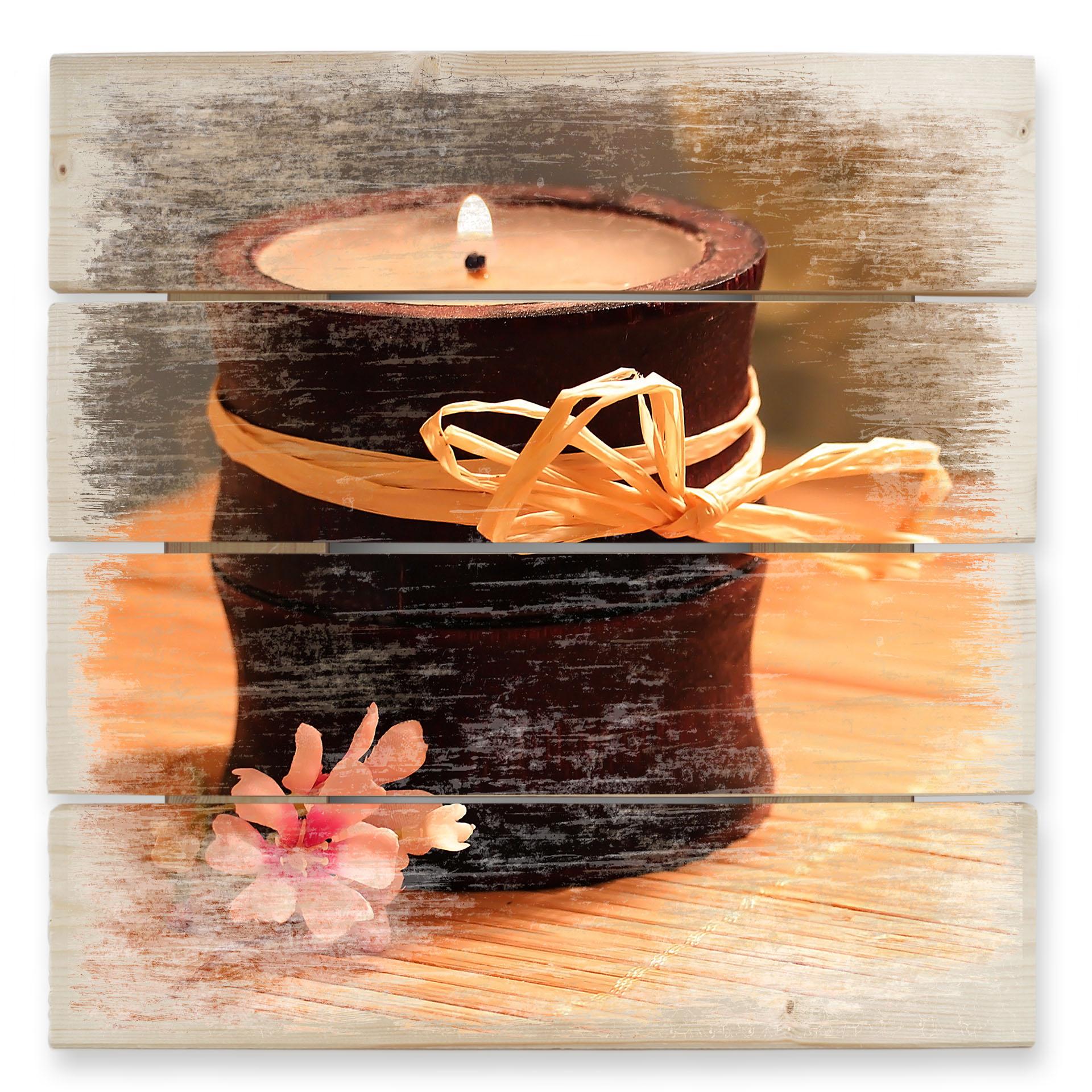 Cuadro de madera Vela Wellness - 40x41,5 cm